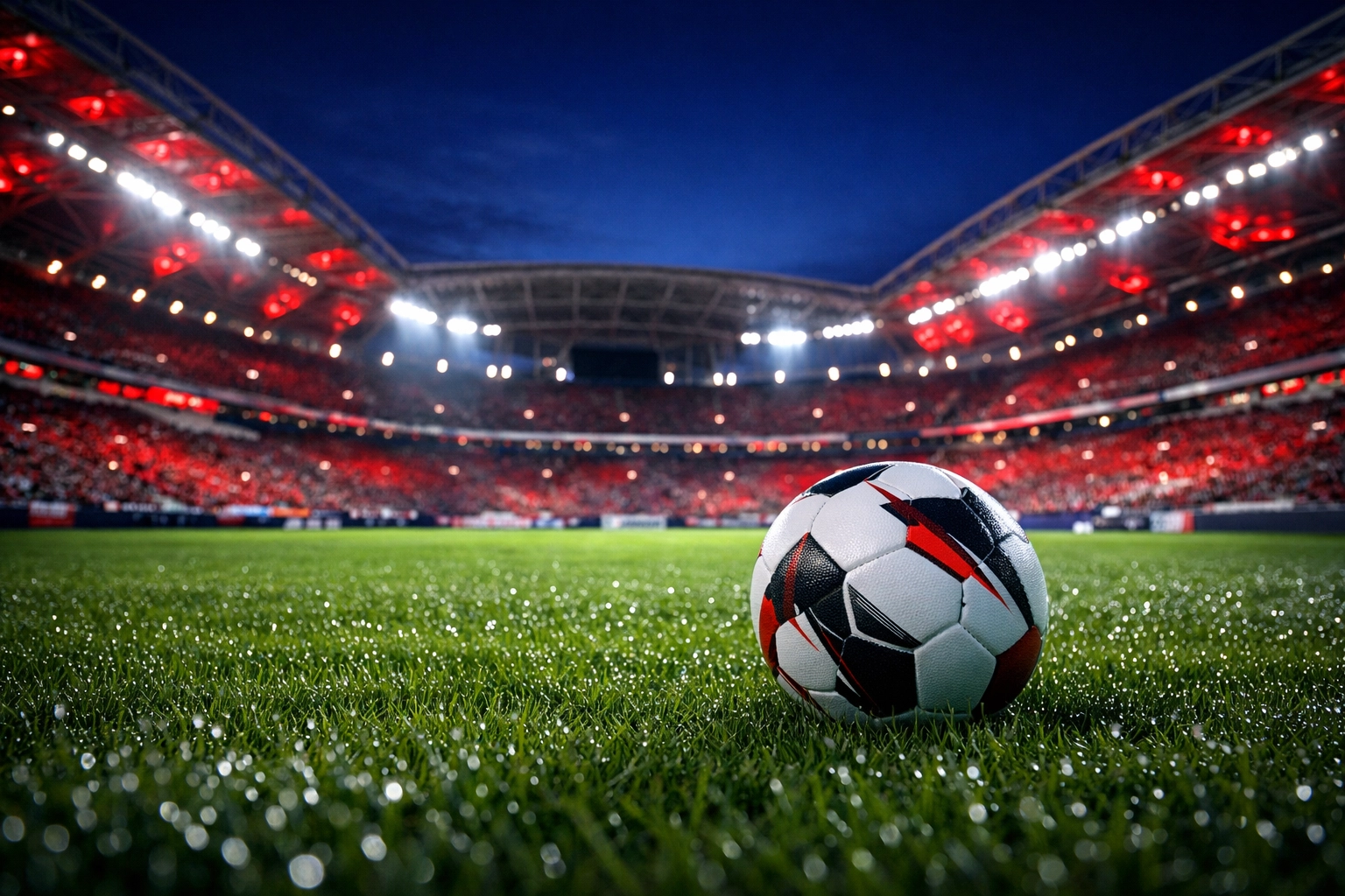 Die hell erleuchtete Red Bull Arena in Leipzig für die heutige Bundesliga-Spielanalyse.