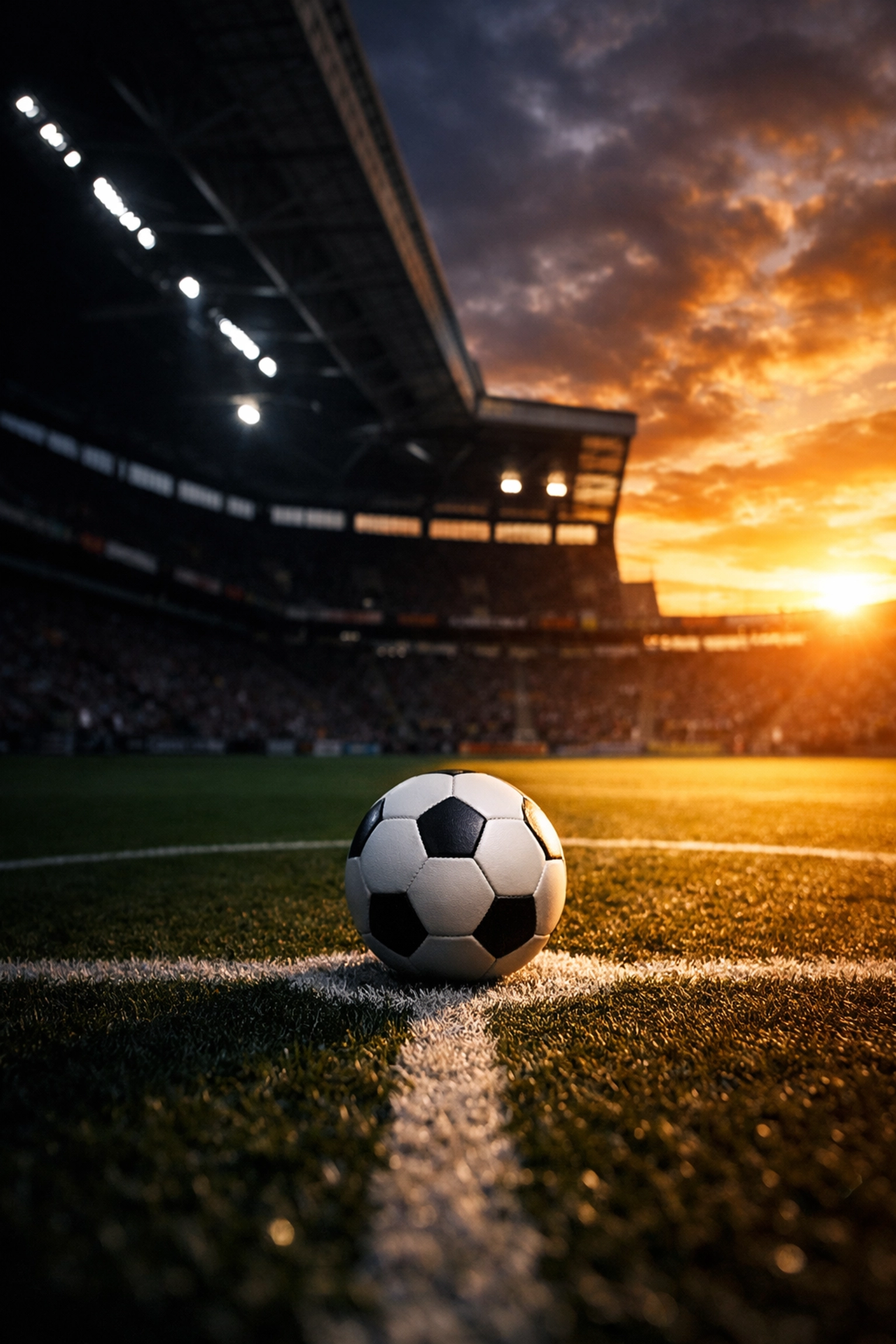 Professionelle Bundesliga Prognose: Fußball auf dem Rasen im stimmungsvollen Stadionlicht.