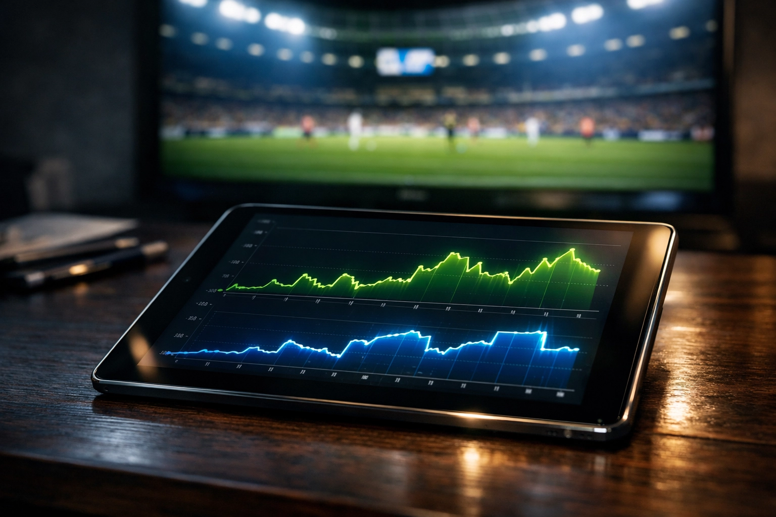 Analyse von Expected Goals xG Trends für In-Play-Strategien auf einem Tablet