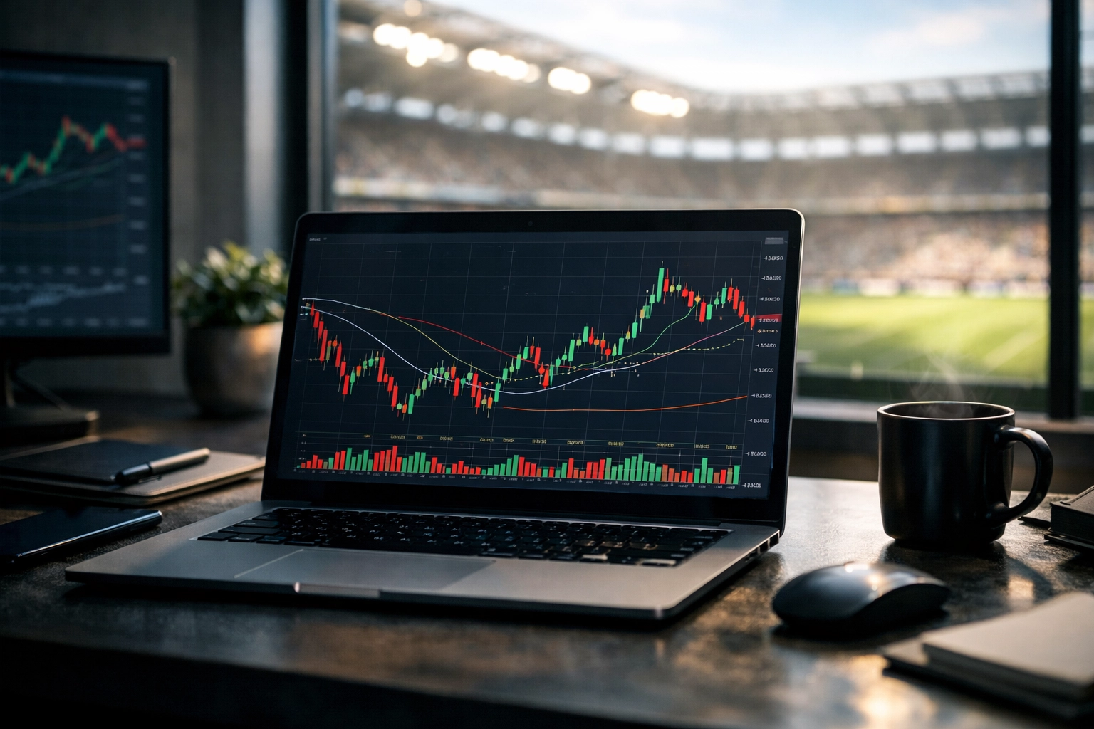 Datenanalyse von Markttrends und Quotenbewegungen am Computer eines Experten.