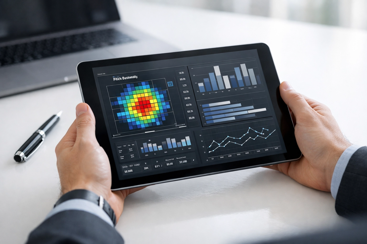 Tablet mit xG-Daten und Statistiken für die fundierte Analyse von Markttrends.