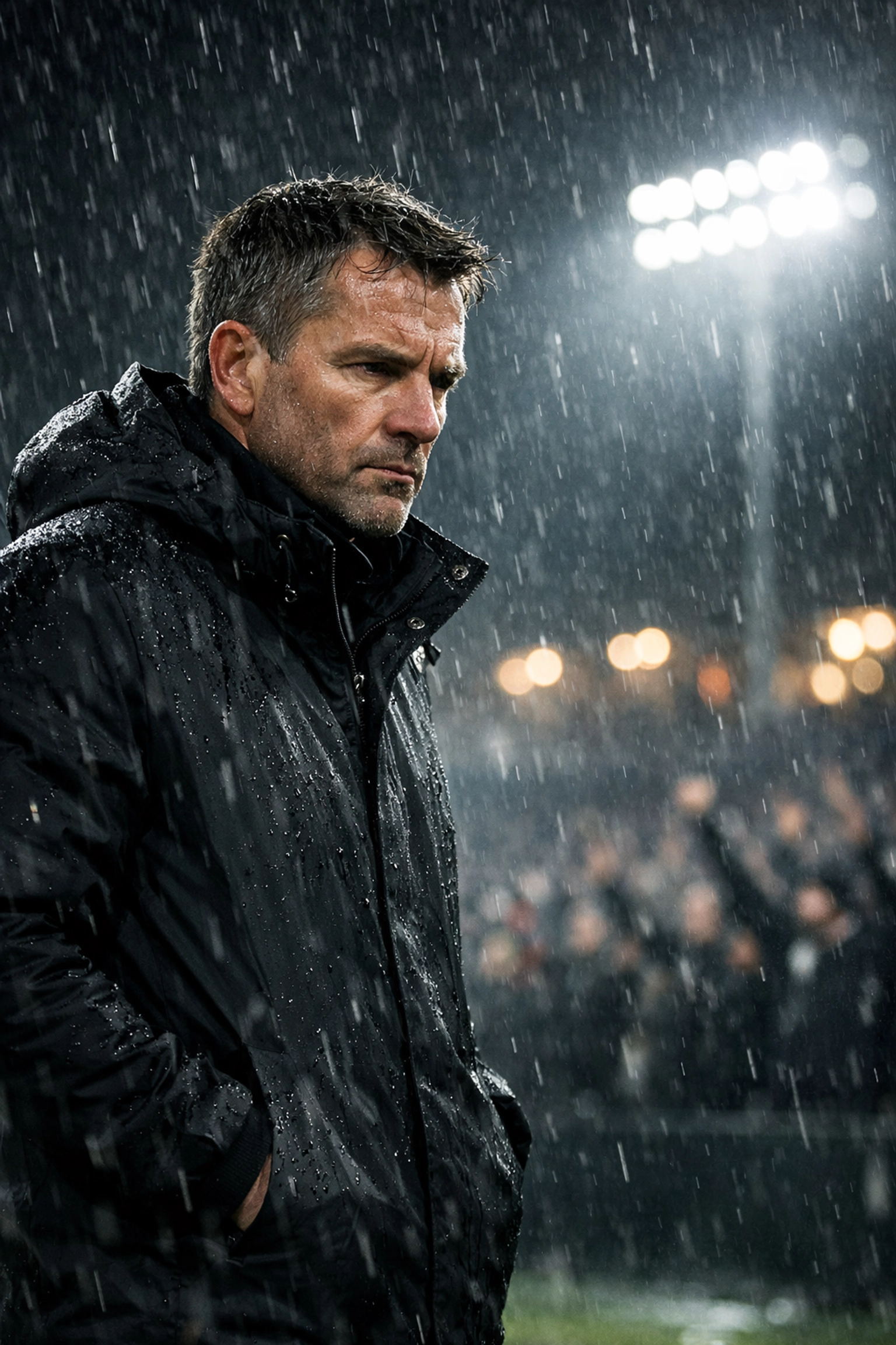 Konzentrierter Trainer an der Seitenlinie symbolisiert strategische Analyse und xPTS-Metriken.