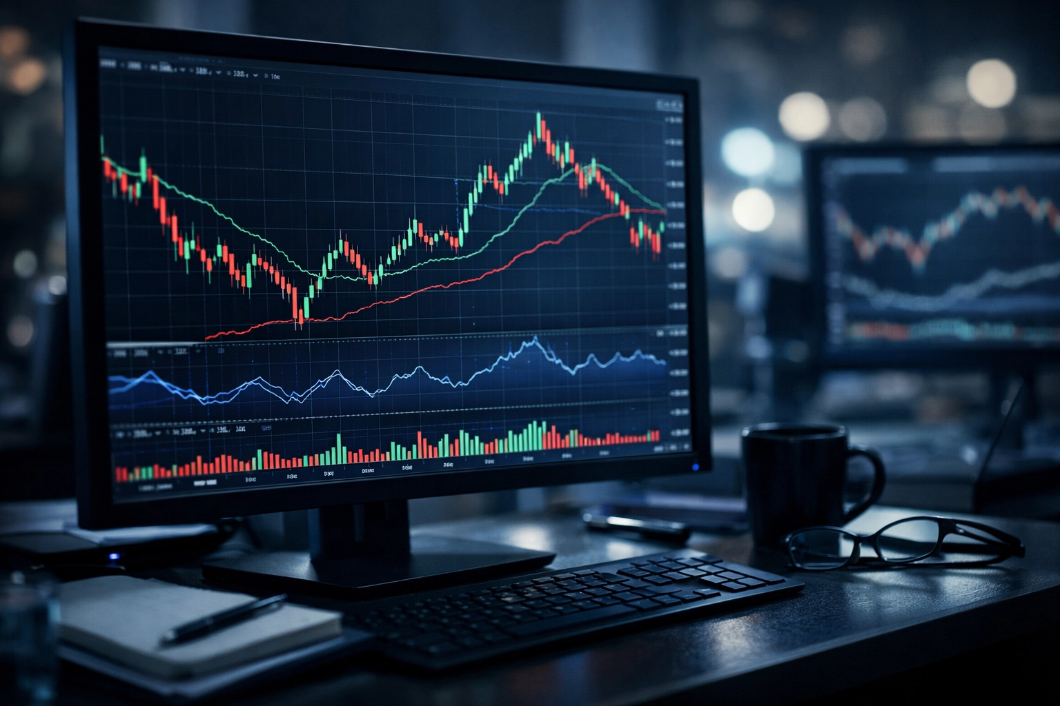 Analyse von Quotenbewegungen und Markttrends auf einem Monitor im Experten-Büro.