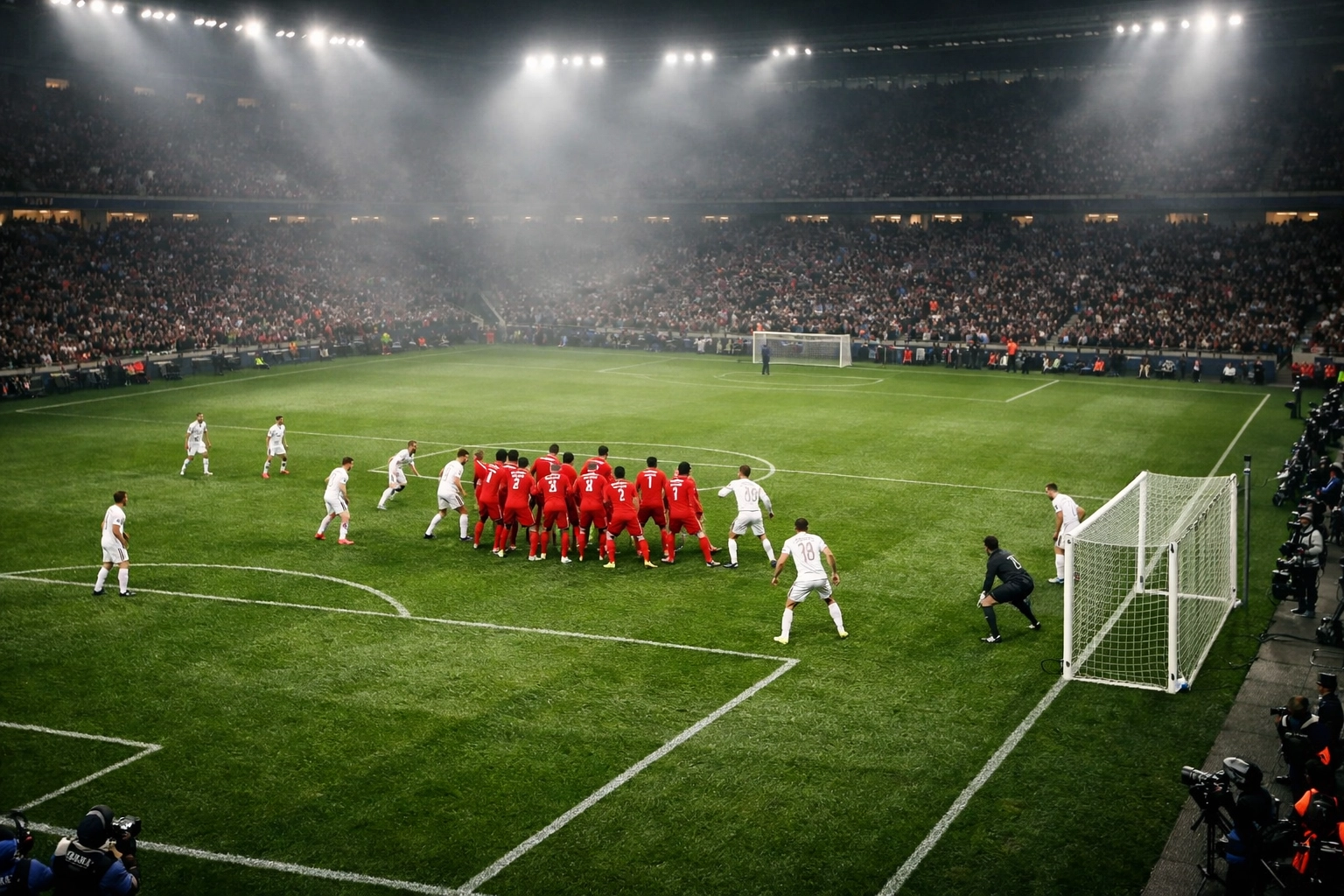 Taktische Formation im Strafraum bei Live-Spielsituationen für In-Play-Analysen.