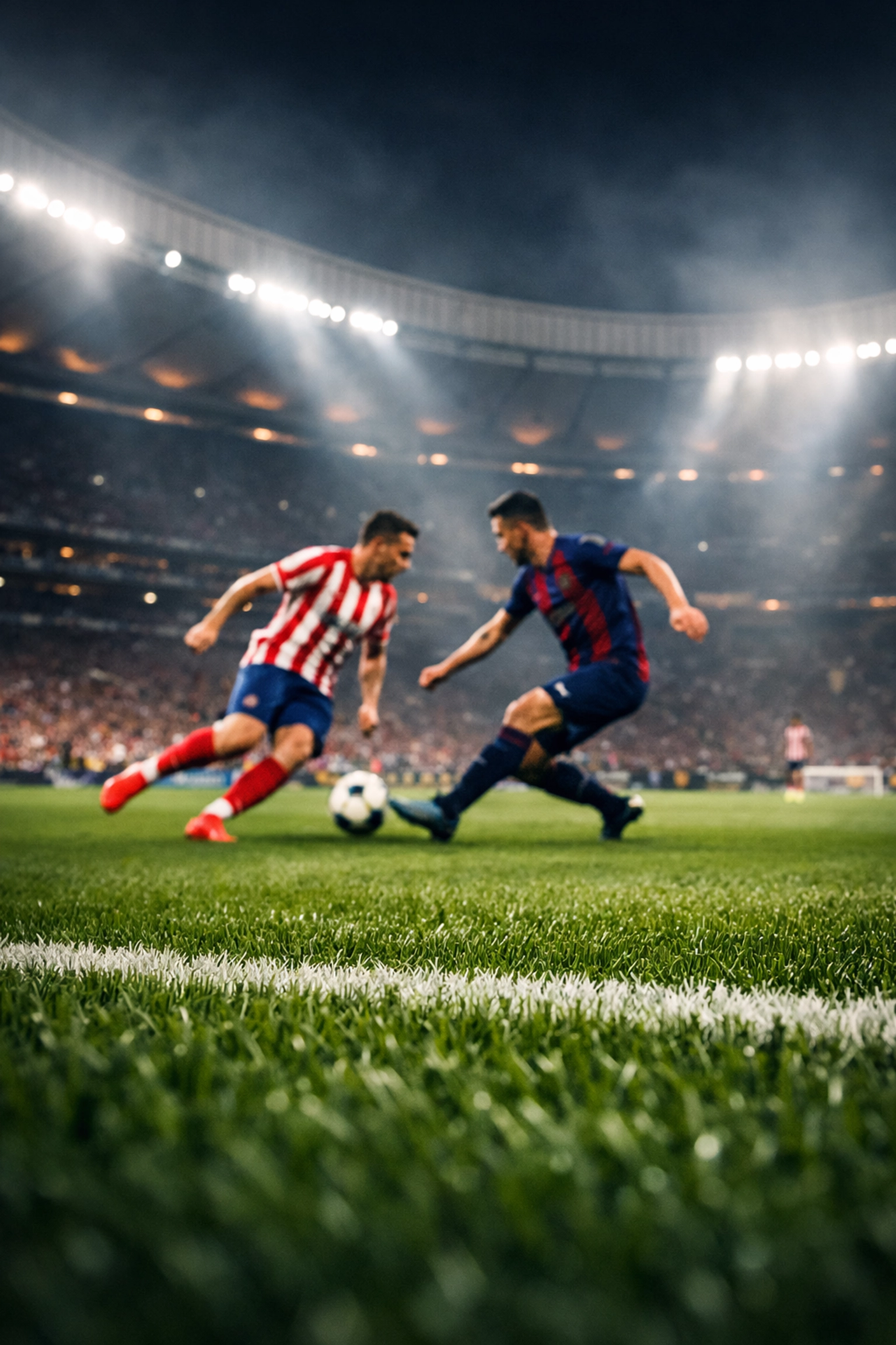 Spielsituation im Metropolitano Stadion: La Liga Analyse Atletico Madrid gegen Barcelona.