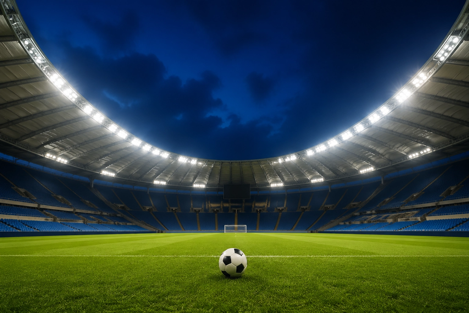 Beleuchtetes Stadio Olimpico in Rom vor dem Serie A Spiel Lazio Rom gegen Udinese Calcio.