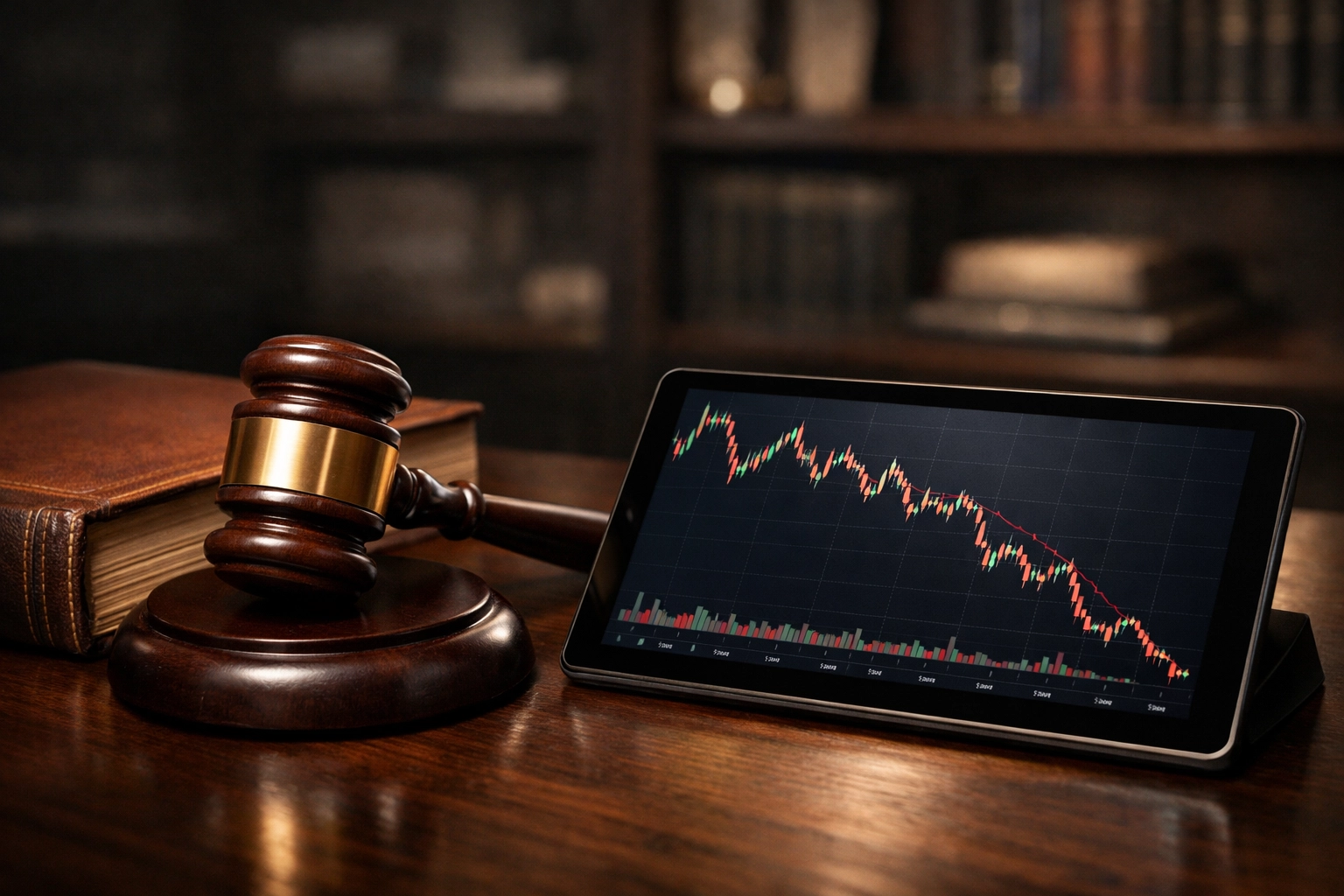 Richterhammer und Finanzdaten zur rechtlichen Analyse, um Spielverluste zurückfordern zu können.