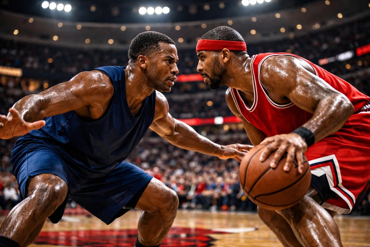 Intensive NBA Defensive der Orlando Magic gegen die Chicago Bulls im United Center.