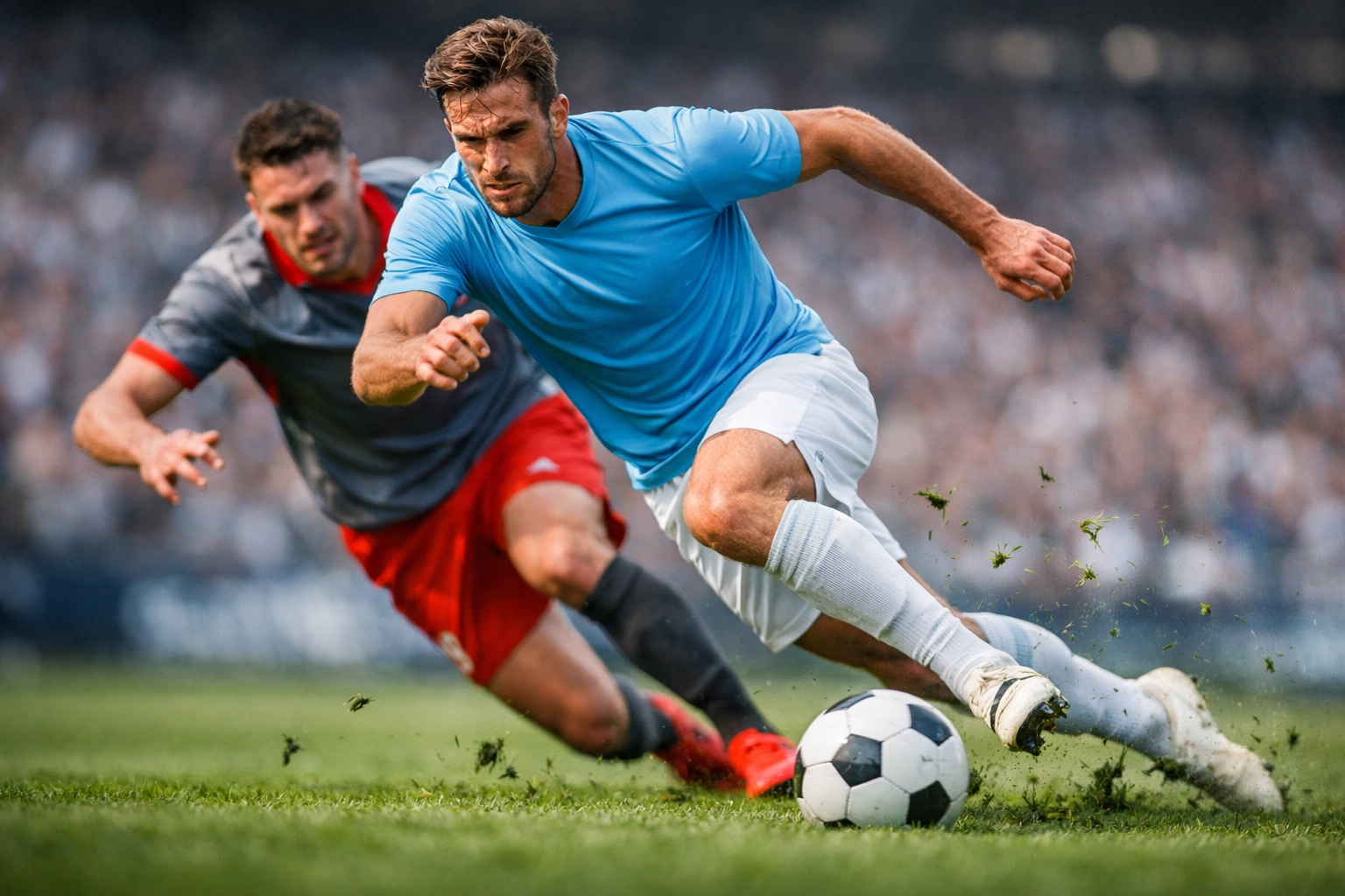 Ein Napoli-Stürmer im intensiven Zweikampf gegen die Defensive von Cremonese.