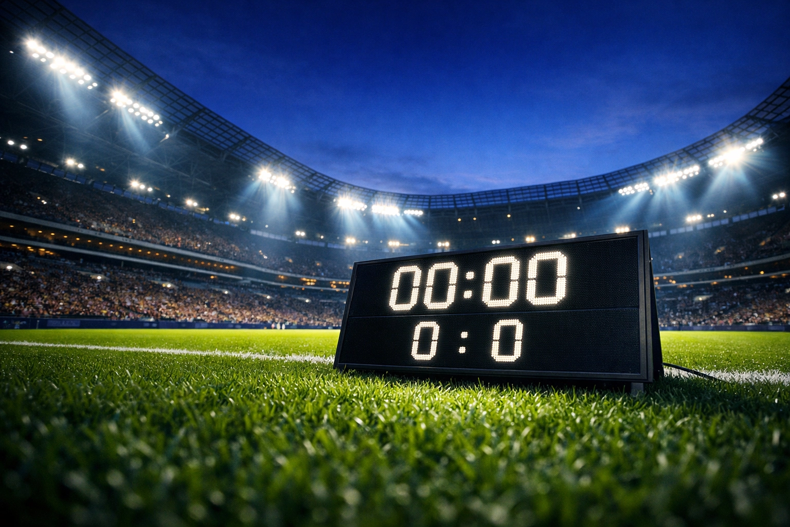 Fußballstadion vor Spielbeginn zur Analyse der Schließungsquote und Markteffizienz.