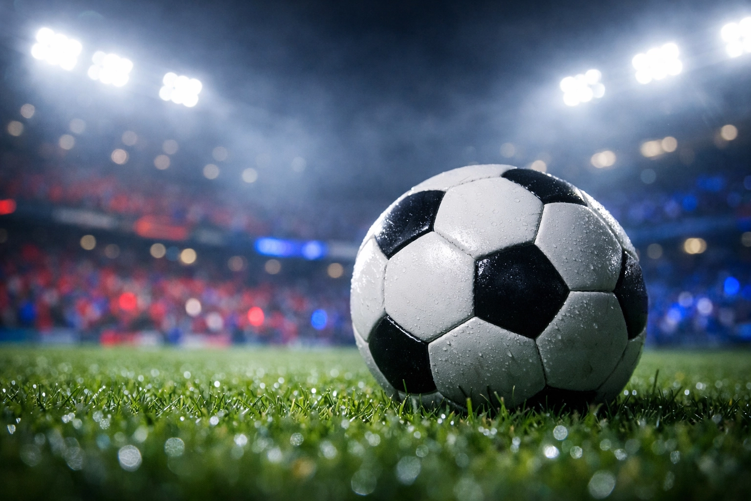 Fußball im Stadionflutlicht für die Premier League Analyse von Crystal Palace gegen Everton.