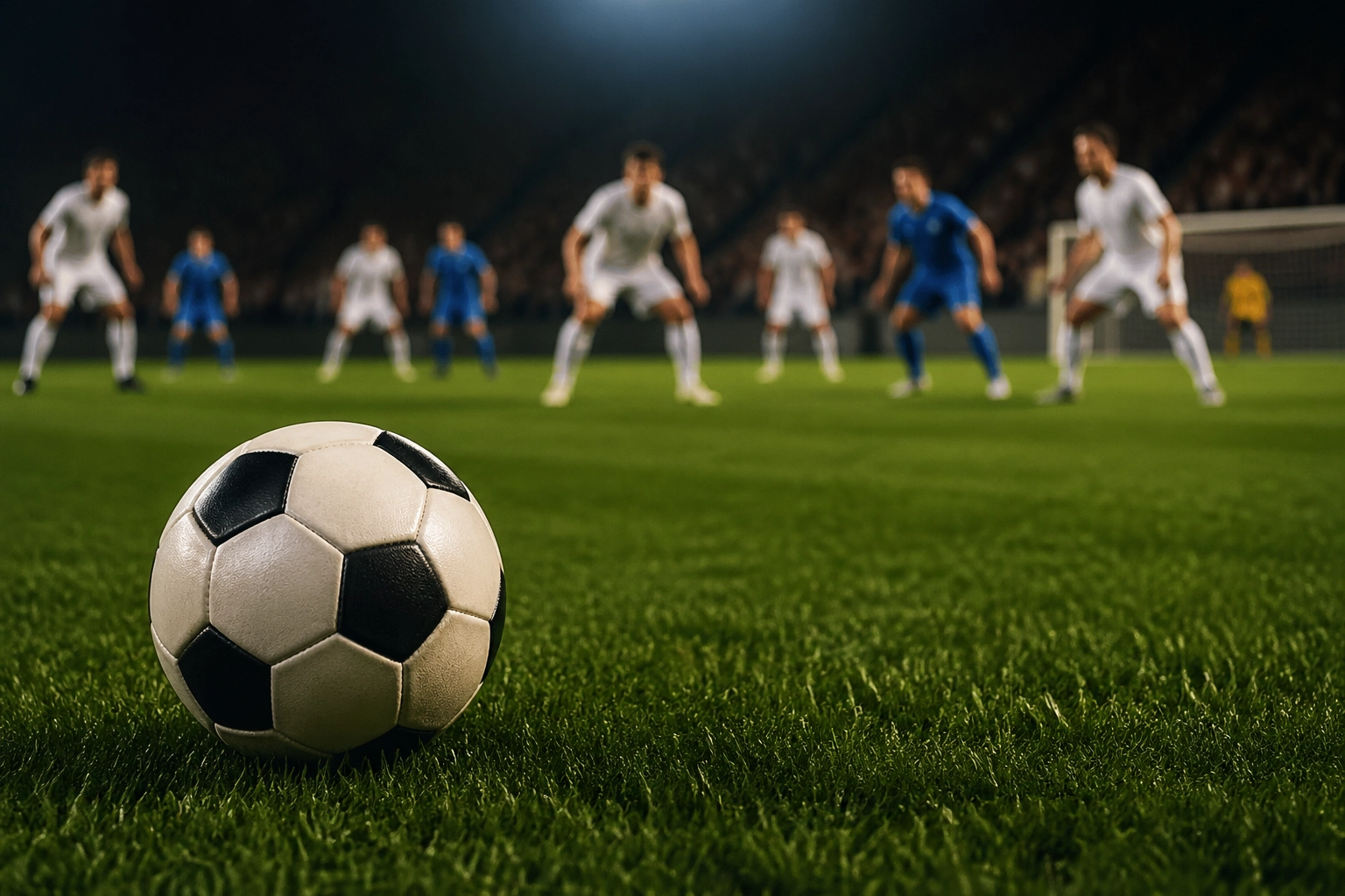 Detailansicht eines Fußballs auf dem Rasen während einer taktischen Spielanalyse in der Ligue 1.