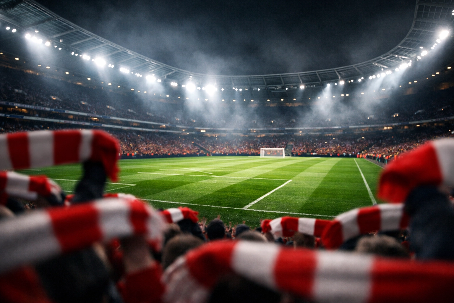 Stimmungsvolles Fußballstadion in London während des Premier League Titelkampfs von Arsenal.