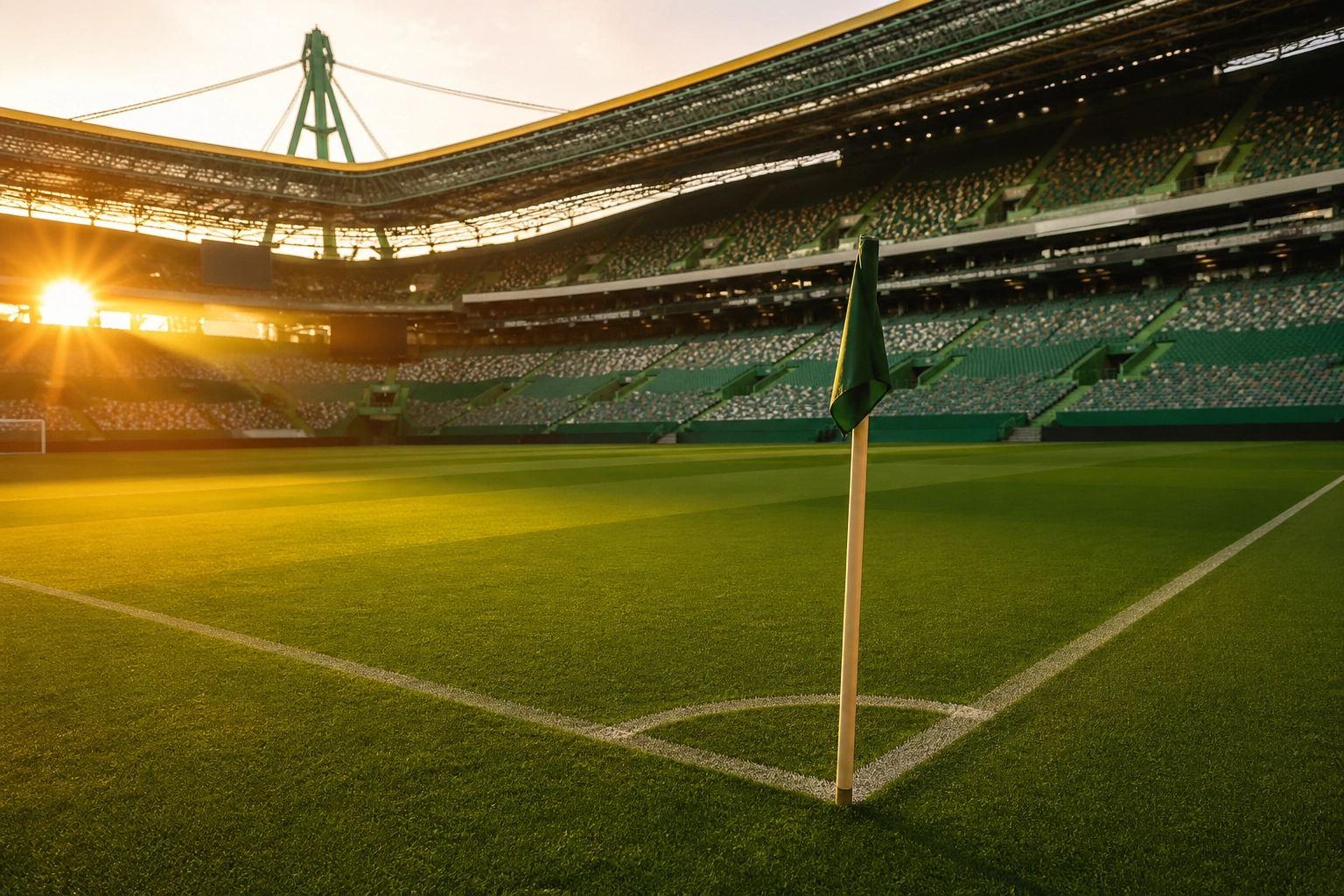 Fußballstadion in Lissabon bei Sonnenuntergang für Sporting CP gegen CD Tondela Tipps.