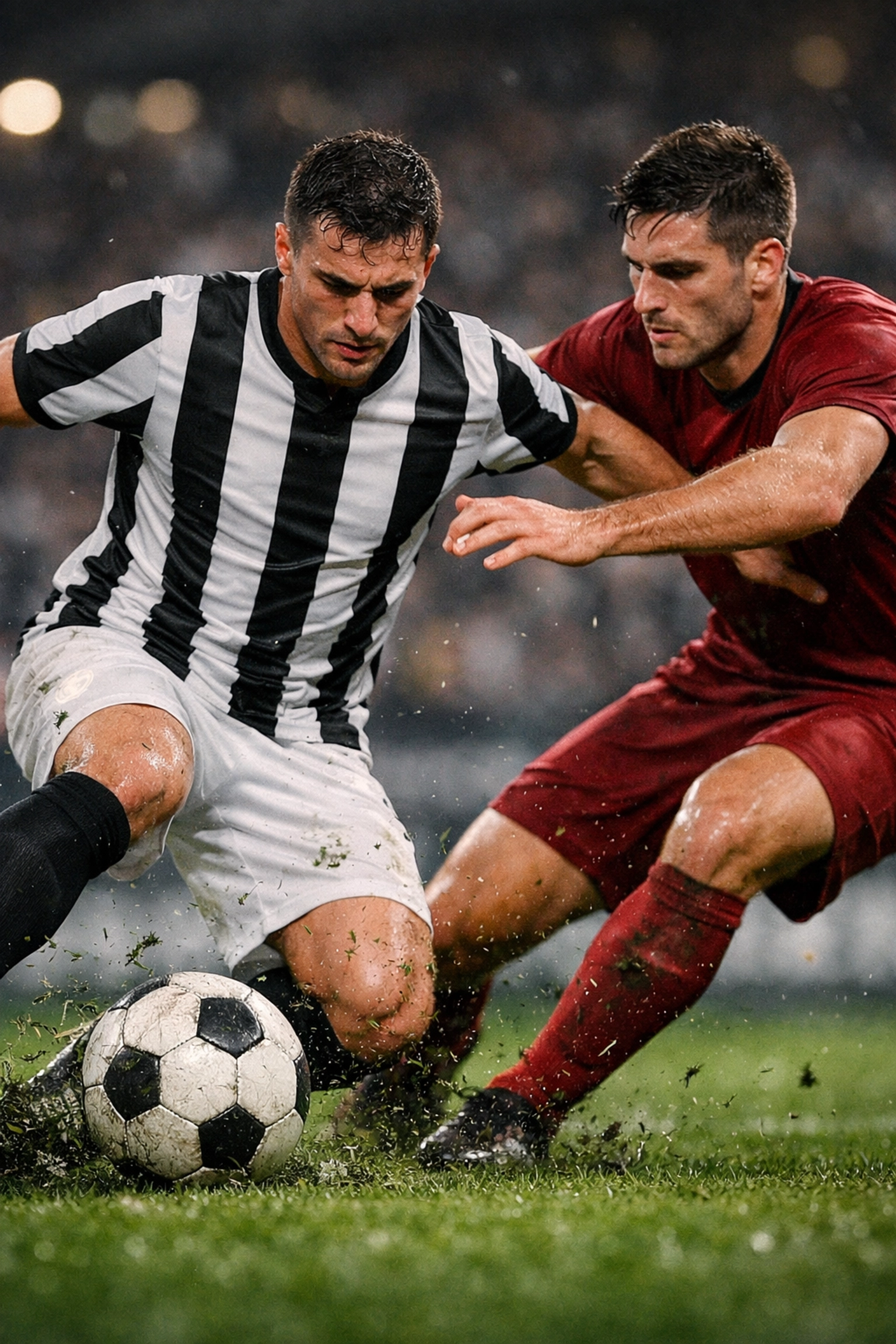 Zweikampf-Szene in der Serie A zwischen Juventus Turin und dem FC Genua im Stadion.