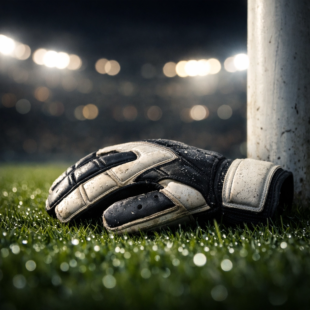 Torwarthandschuh auf dem Spielfeld als Symbol für den Ausfall von Jan Oblak im Spiel gegen Barcelona.