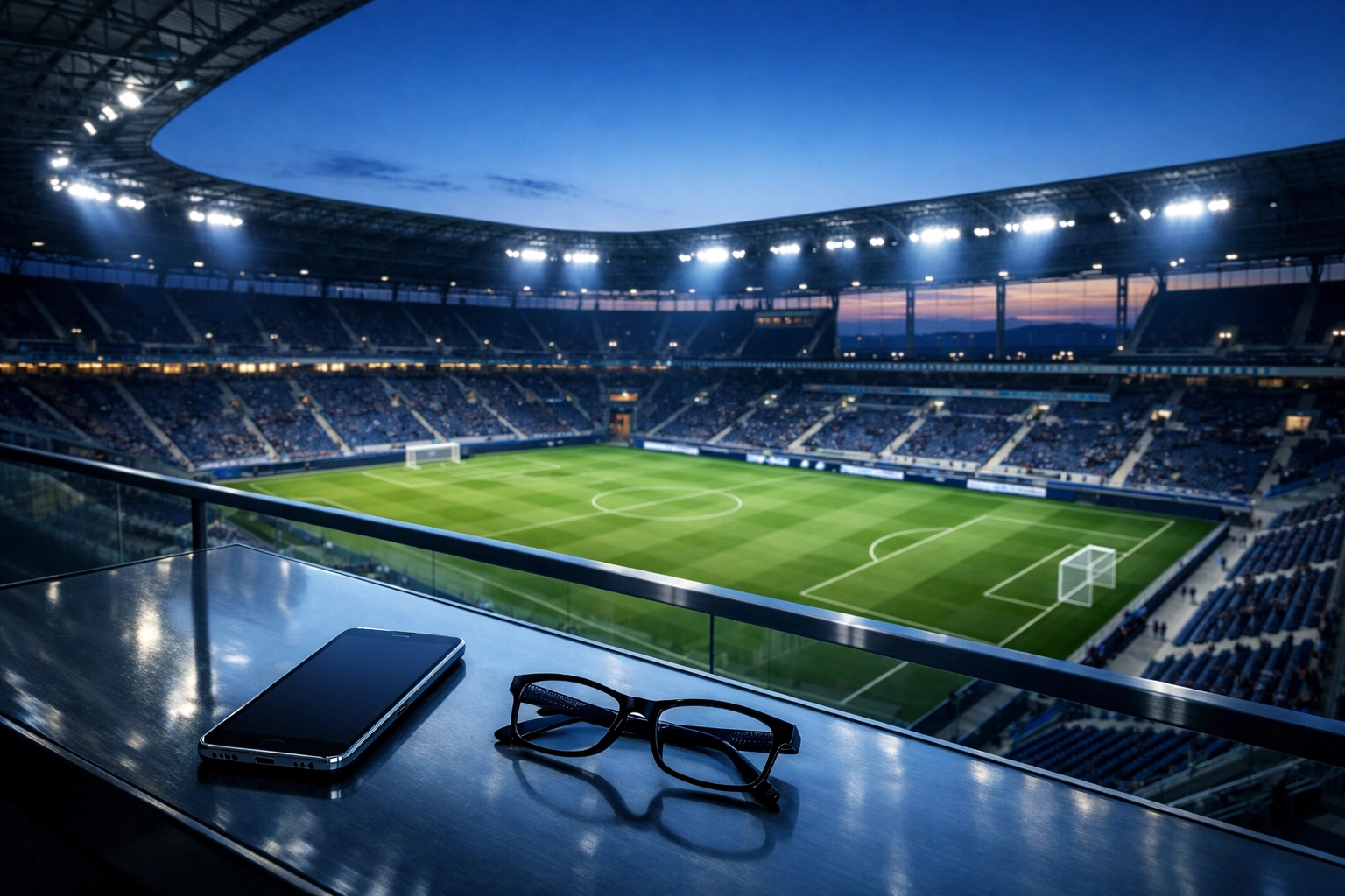 Analytische Weitsicht für Sportwetten in Deutschland vor der Kulisse eines modernen Stadions.