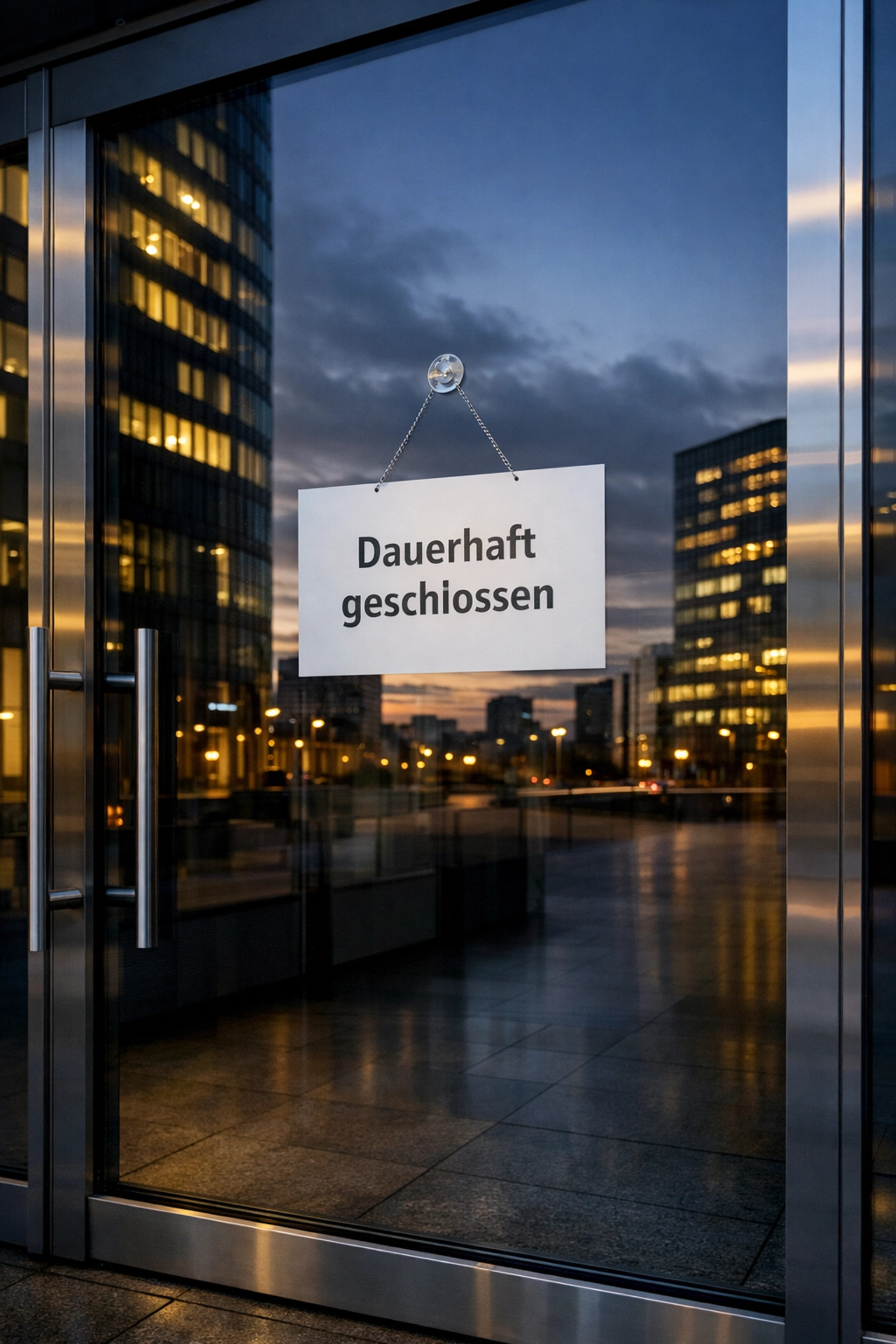 Geschlossenes Bürogebäude symbolisiert den Rückzug lizensierter Wettanbieter in Deutschland.