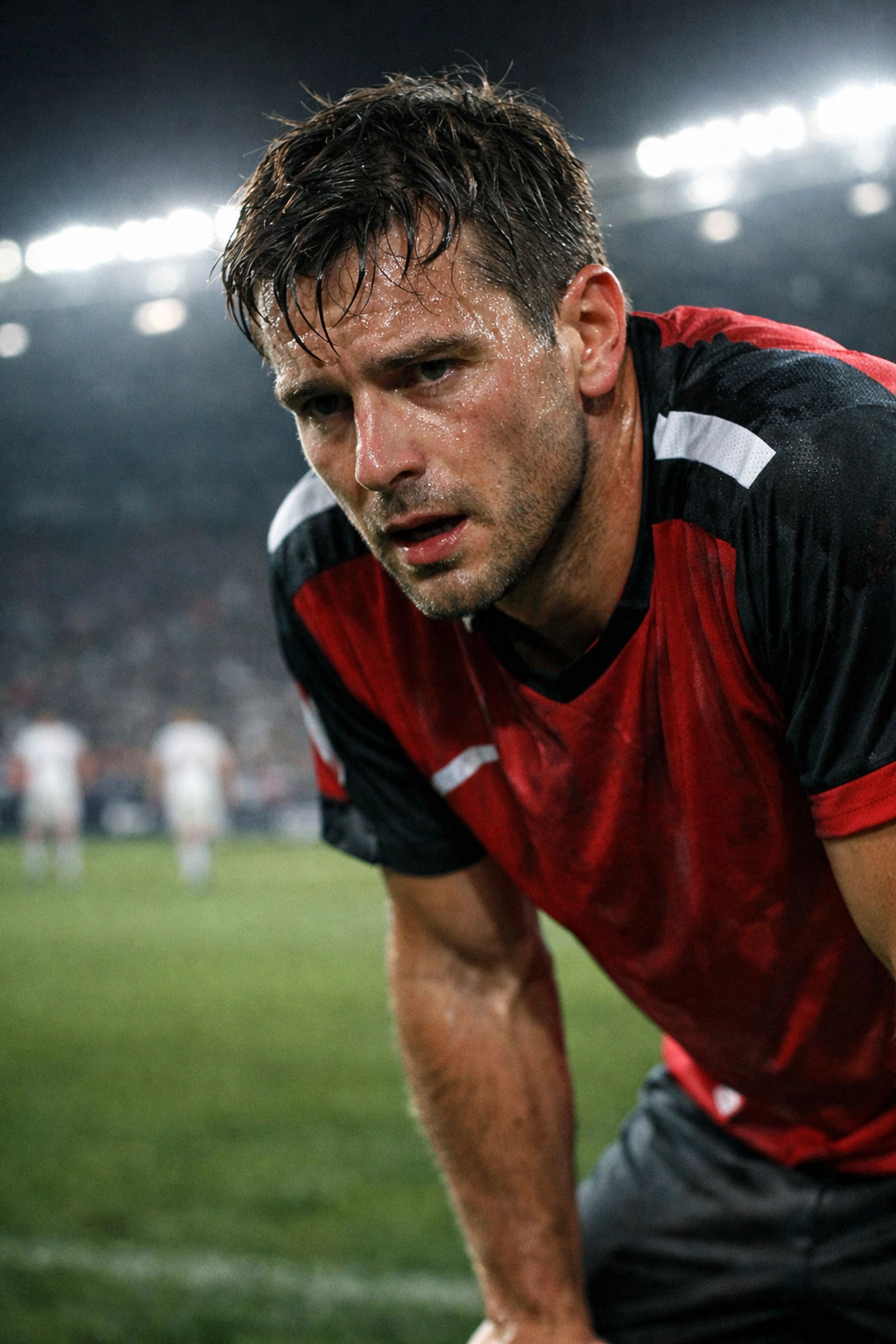 Erschöpfter Fußballspieler zeigt Fatigue-Effekt für statistische Live-Wetten-Anomalien.