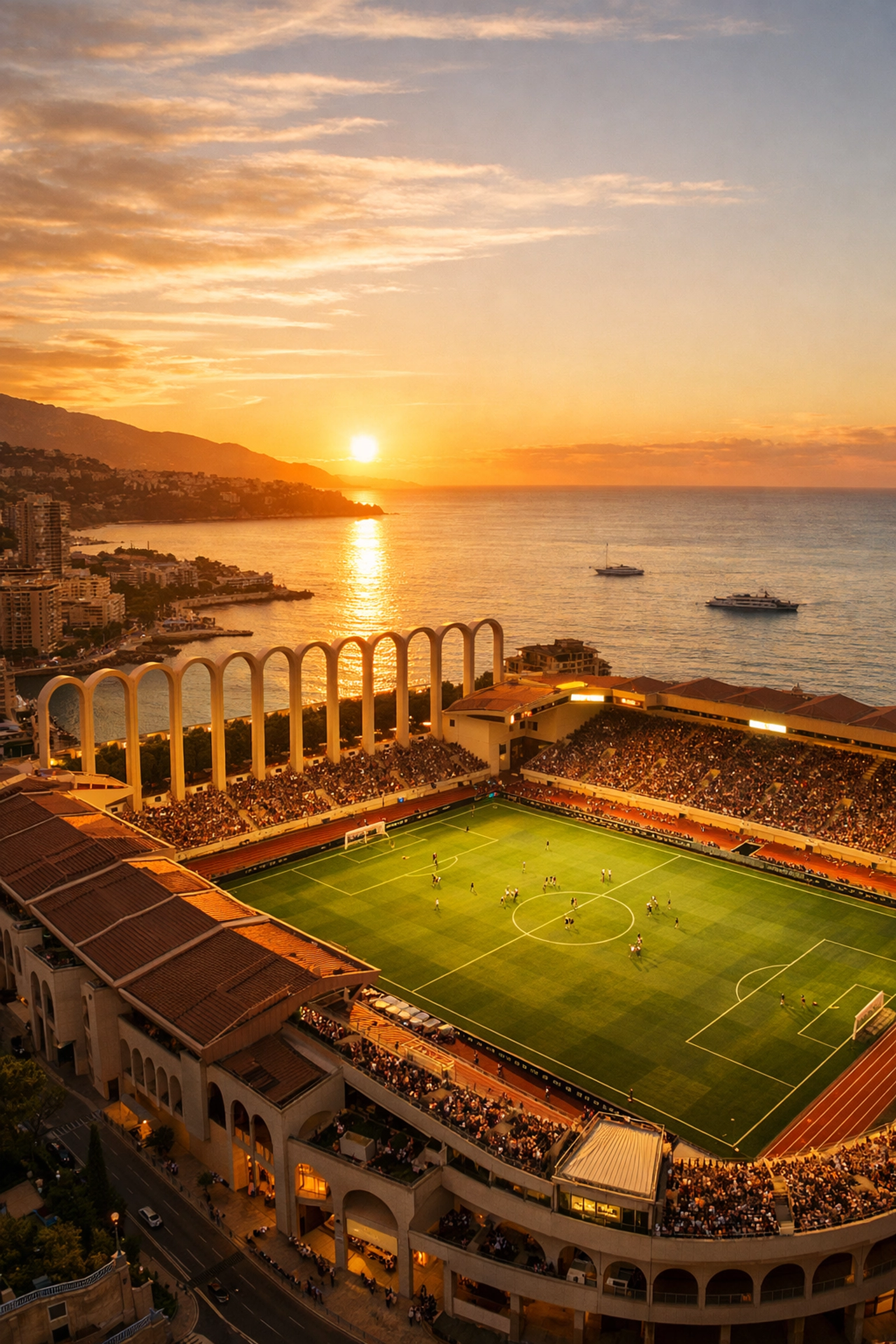 Luftaufnahme des Stade Louis II in Monaco als Kulisse für den Ligue 1 Wett-Tipp.