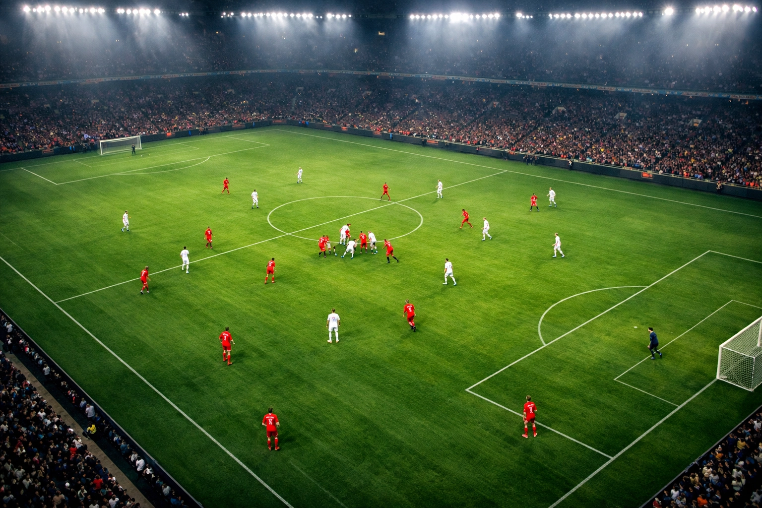 Fußball-Taktik und Pressing-Situationen in der professionellen Spielanalyse.