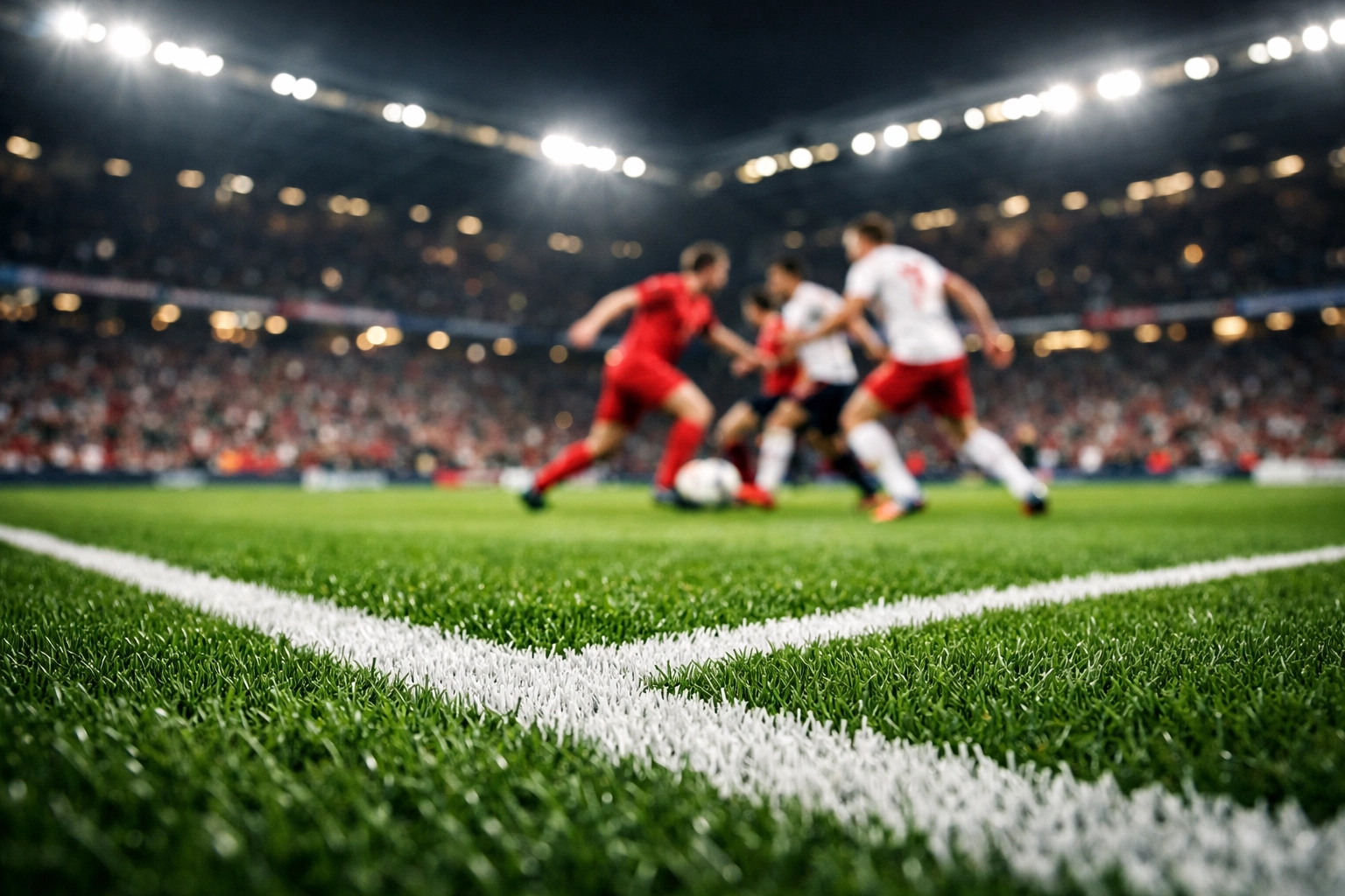 Fußballstadion im Flutlicht zur Spieltagsvorschau Arsenal gegen Liverpool in der Premier League