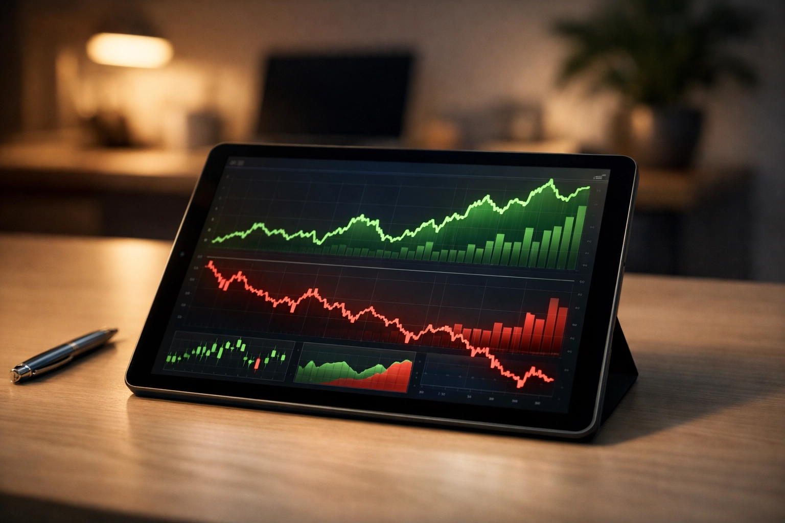Tablet mit Analyse-Dashboard zur Auswertung von Quotenbewegungen und Markttrends.