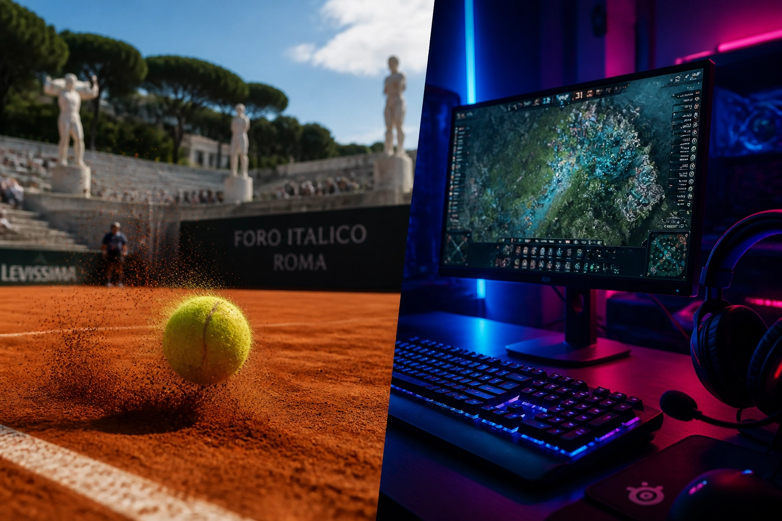 Analyse von E-Sports und Tennis Wetten heute mit Fokus auf Sandplatz und Gaming-Strategien.