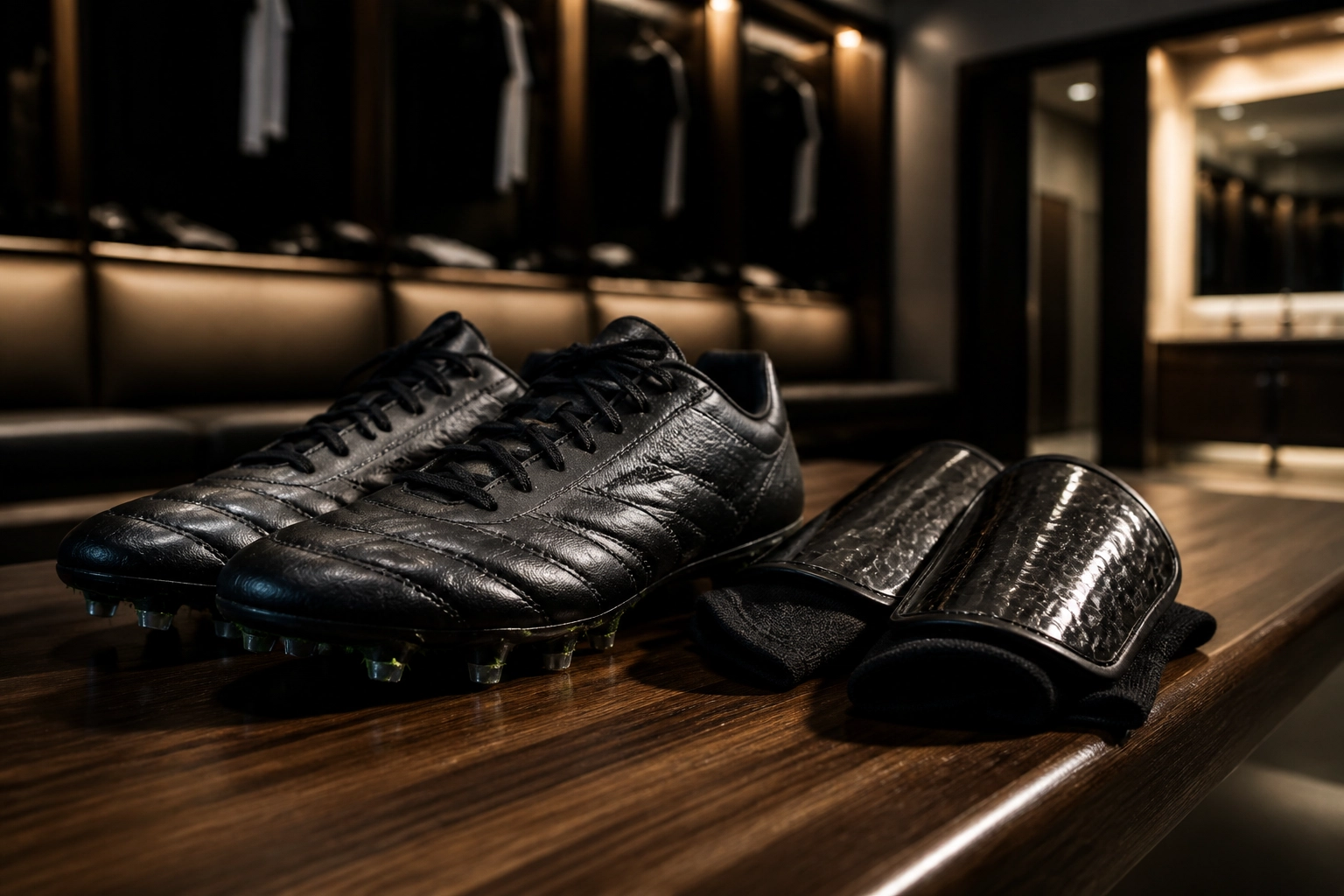 Fußballschuhe in der Kabine als Symbol für Kader-Tiefe und Vorbereitung beim Northwest Derby.