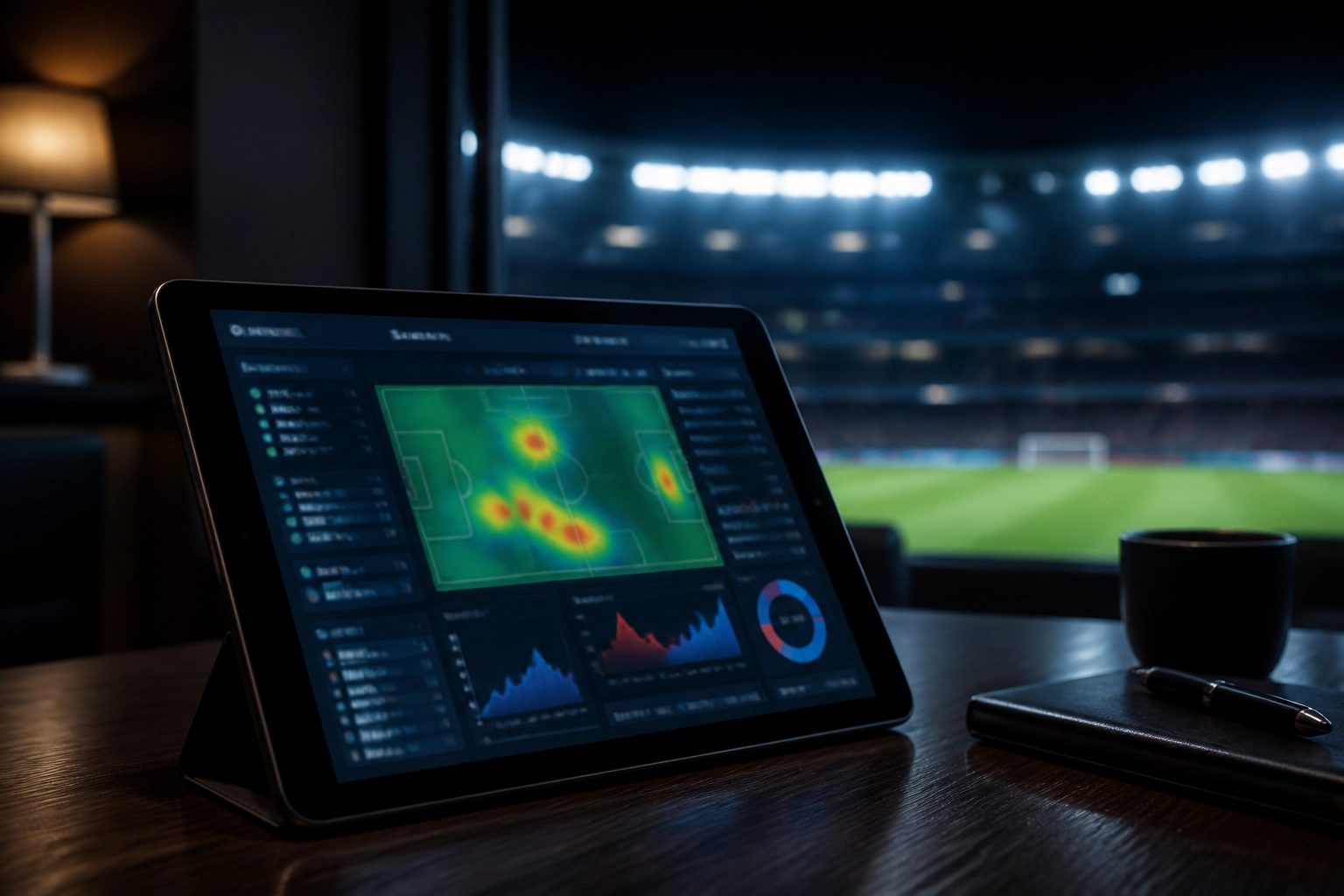 Digitale Fußball-Datenanalyse mit Heatmaps zur professionellen Markt- und Quotenanalyse.