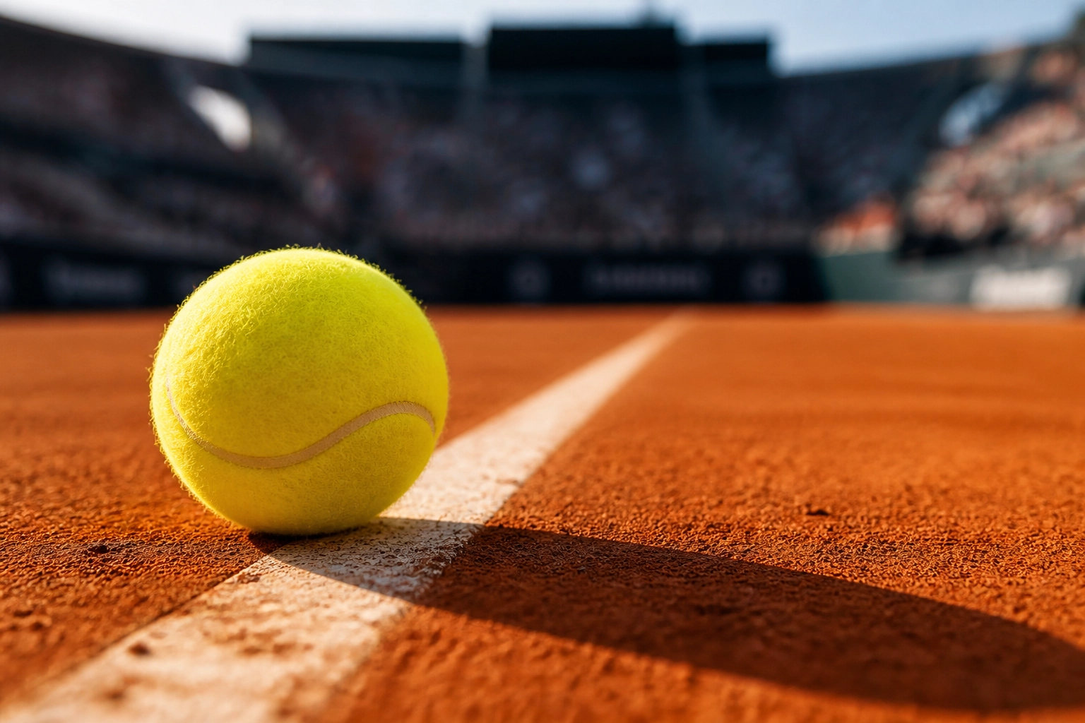 Tennisball auf Sandplatz-Linie für präzise Tennis-Wettmarkt-Analysen und Value-Wetten