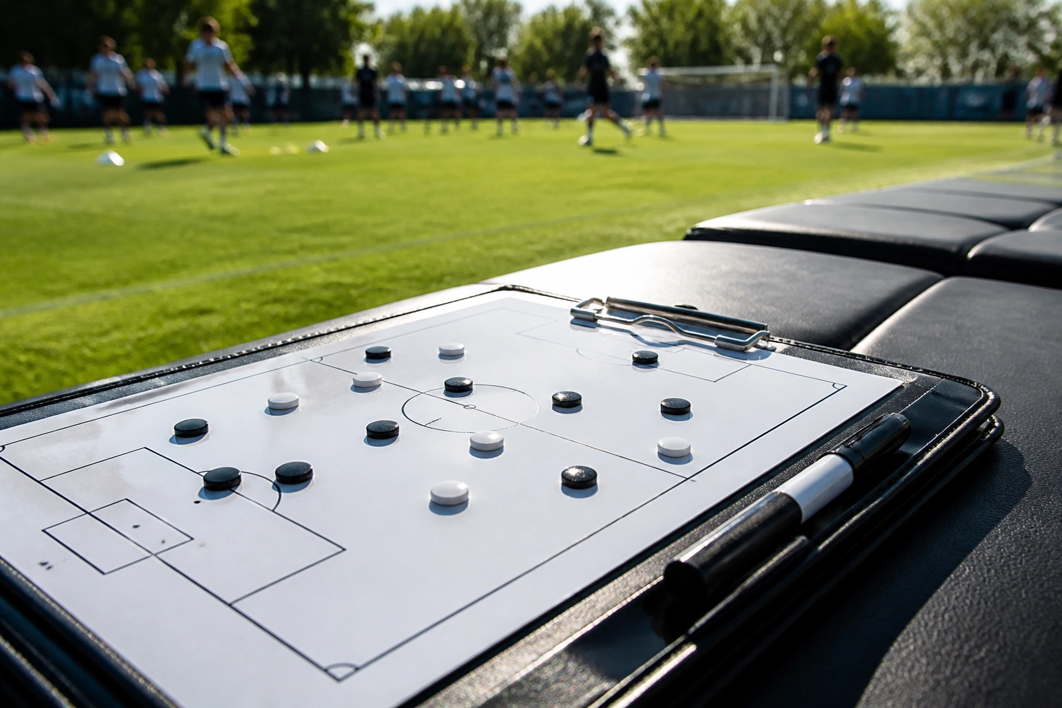 Taktik-Board zur Kaderplanung und Spielanalyse für das Bundesliga-Duell Freiburg gegen Leipzig.