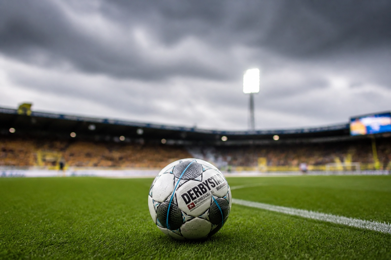 Fußball auf dem Rasen beim Abstiegskampf zwischen Braunschweig und Dresden am 09.05.2026.