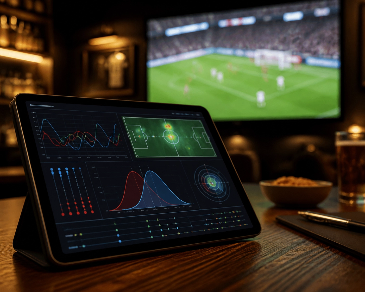 Analyse von Wettquoten und Wahrscheinlichkeiten für Genk gegen Antwerpen auf einem Tablet.