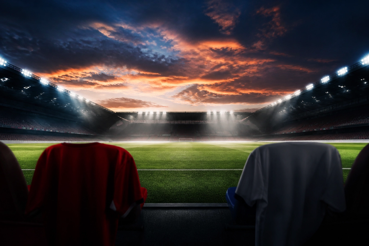 Abendstimmung im Europa-Park Stadion vor dem Bundesliga-Duell SC Freiburg gegen RB Leipzig.
