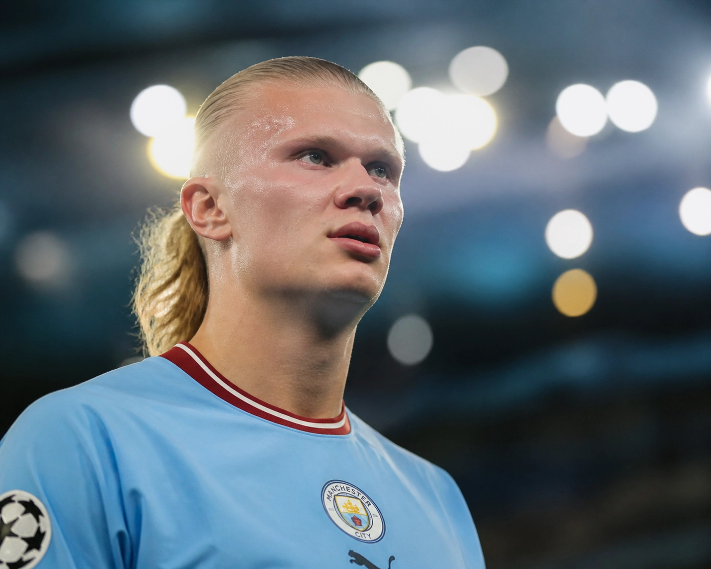 Manchester City Stürmer Erling Haaland fokussiert im Titelkampf gegen Bournemouth.