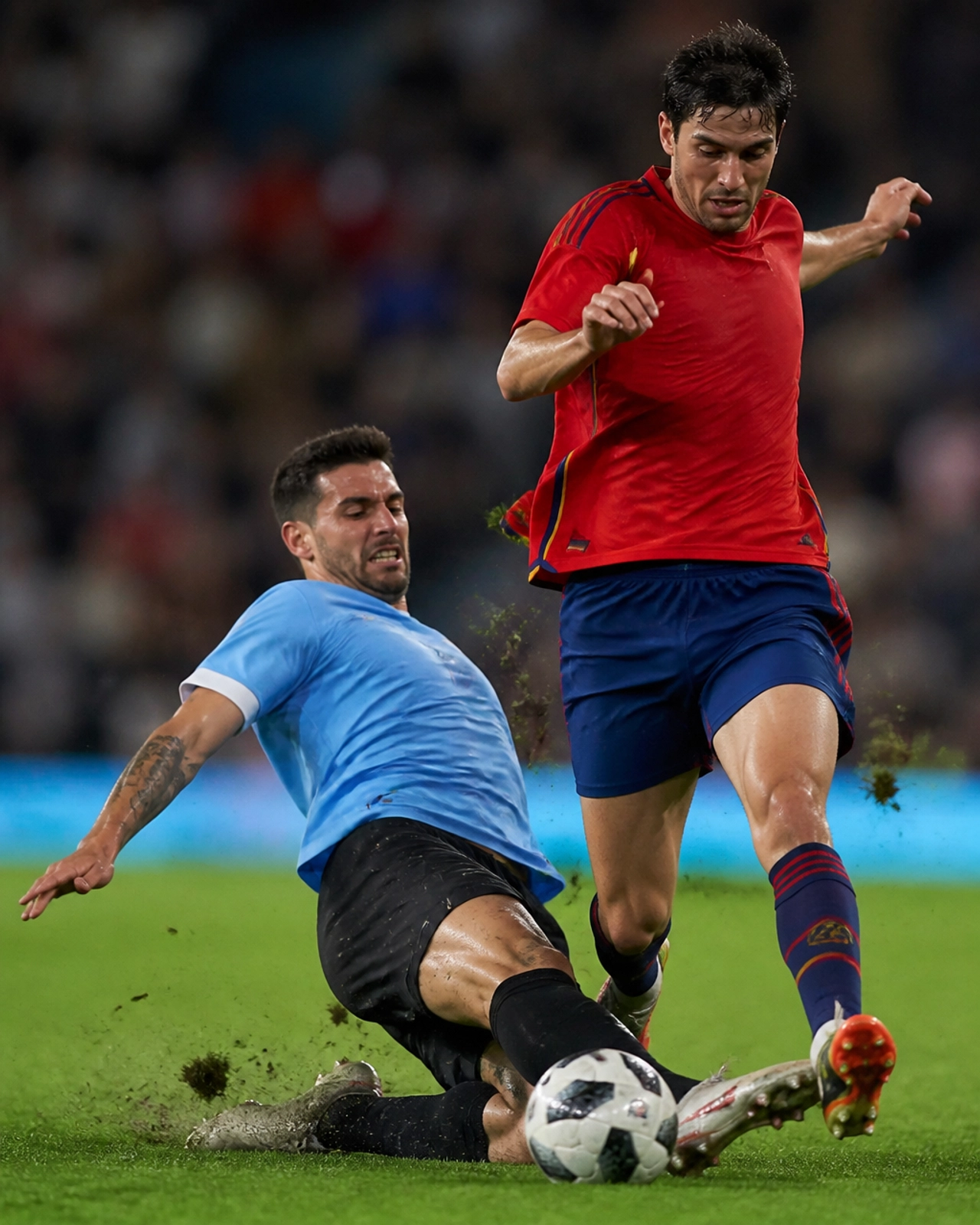 Zweikampf zwischen Uruguay und Spanien