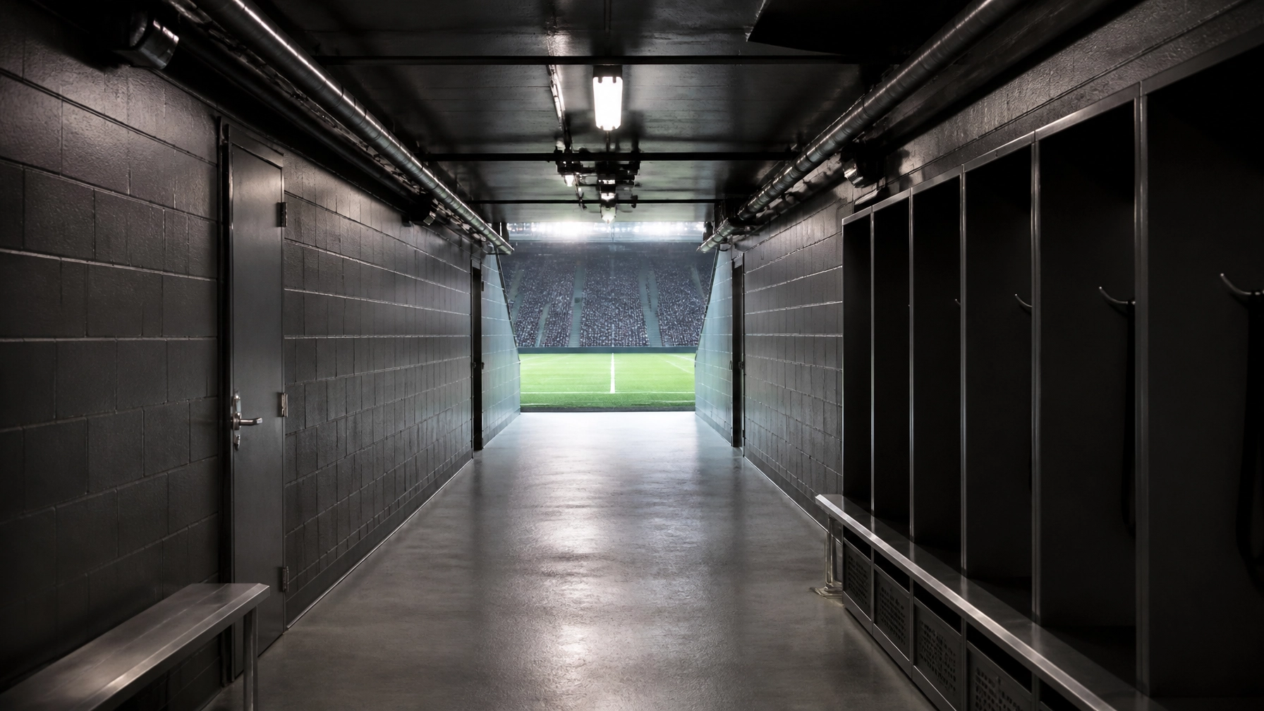 Die Ruhe vor dem Sturm im Spielertunnel