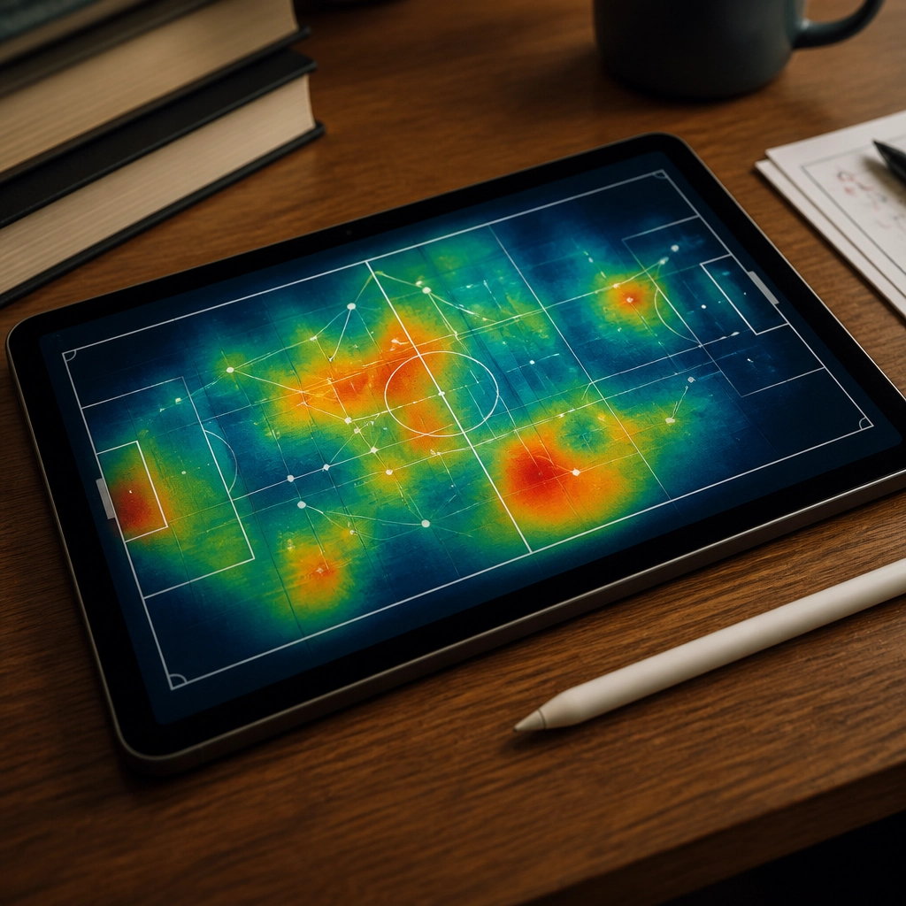 Taktische Heatmap-Analyse auf einem Tablet zur Vorbereitung auf das Spiel
