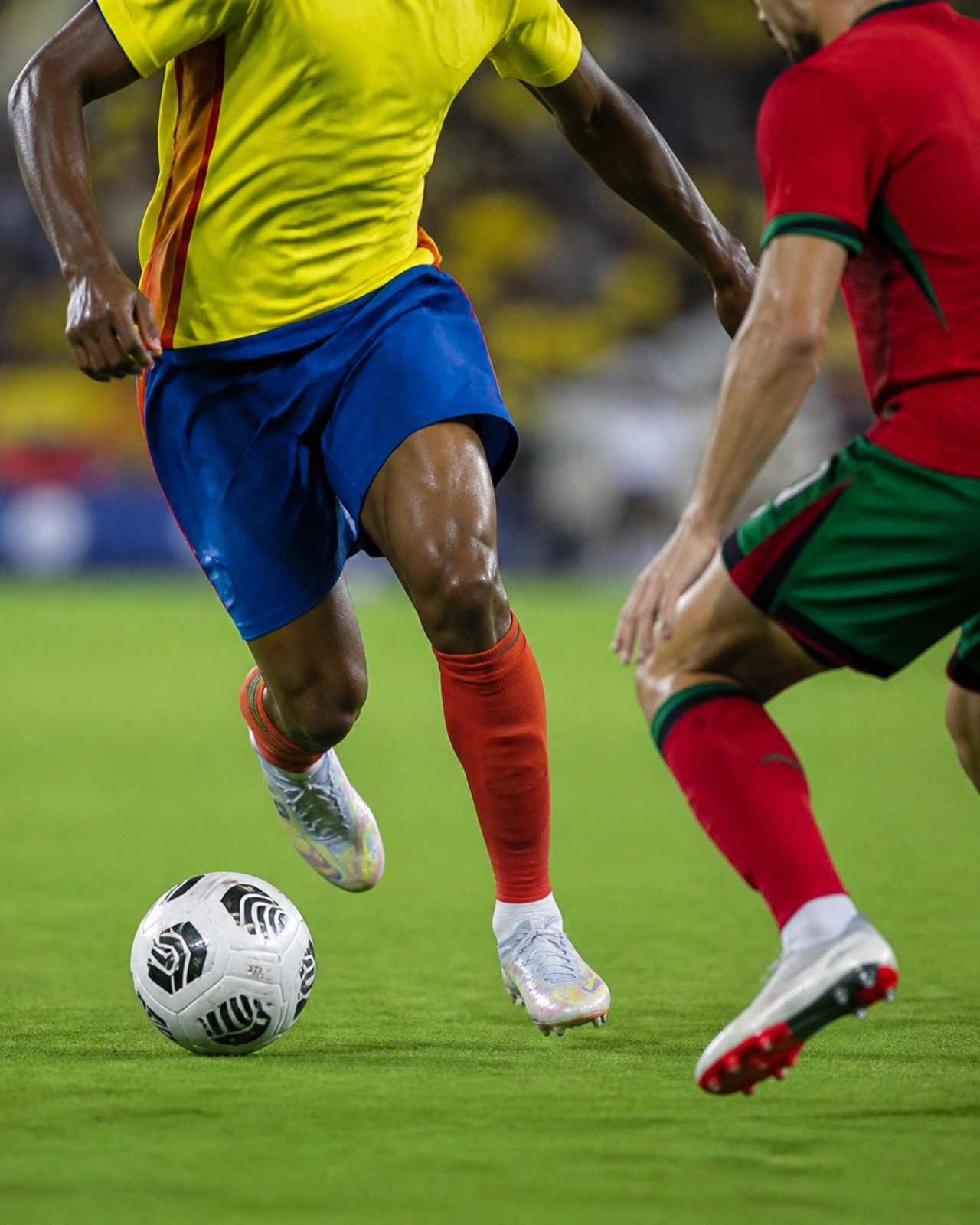 Zweikampfszene während eines intensiven Fußballspiels