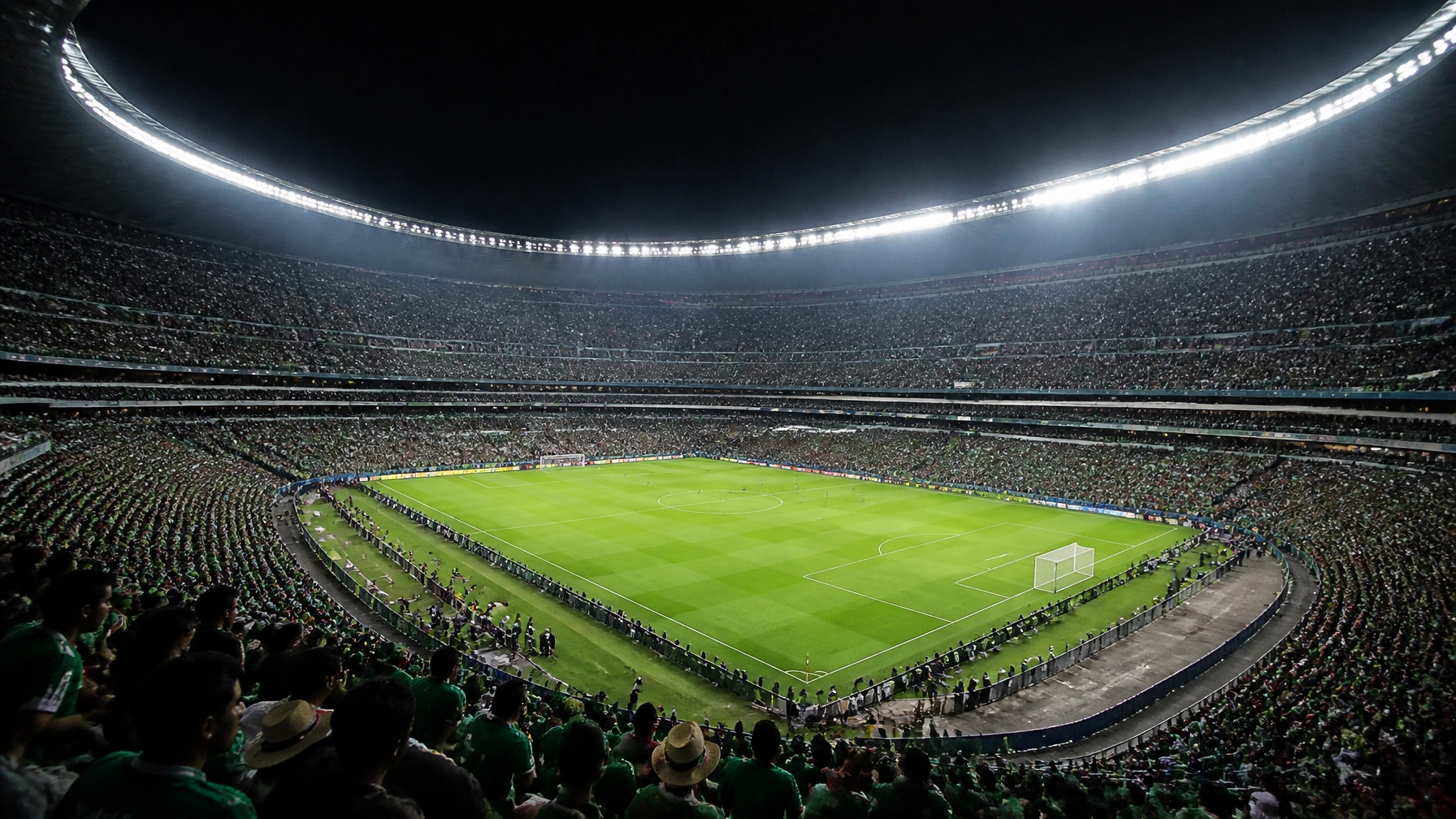 Das Estadio Azteca in Mexiko-Stadt unter Flutlicht