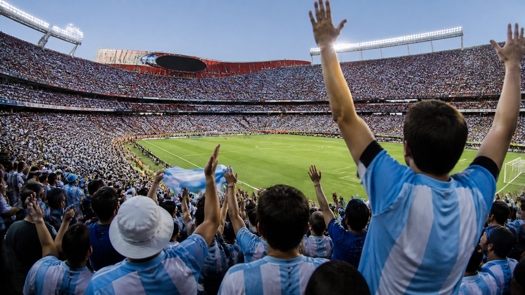 Fans feiern im Arrowhead Stadium während Argentinien gegen Algerien spielt