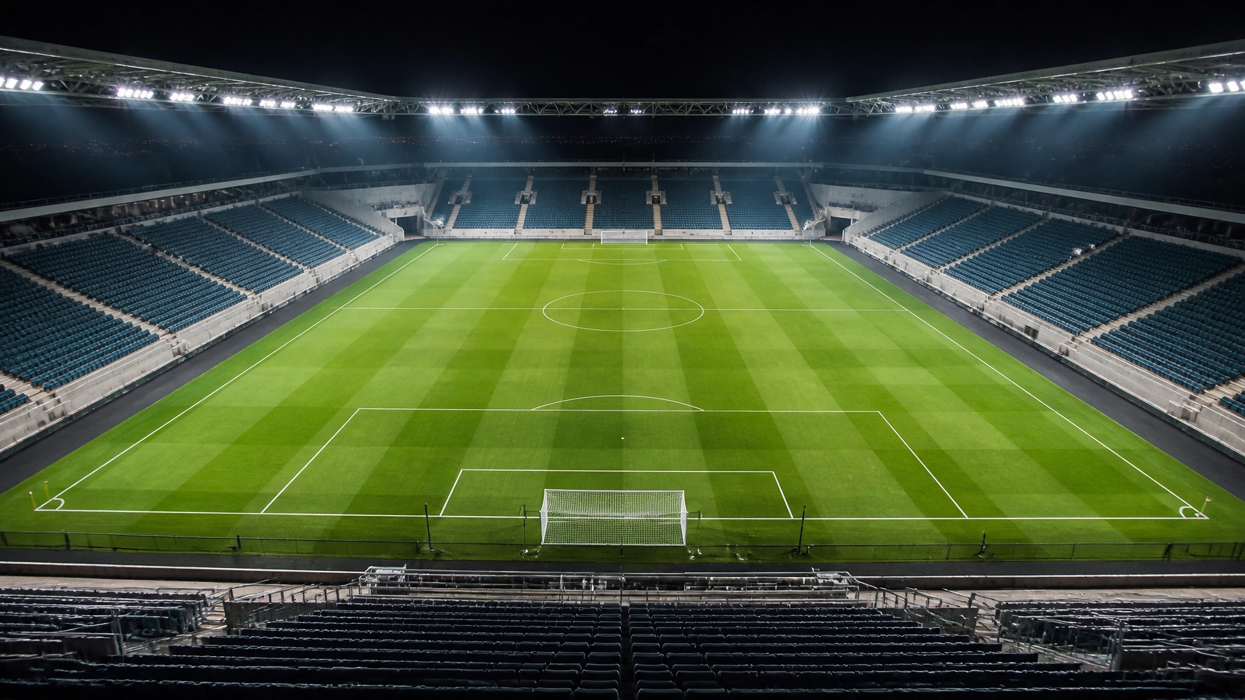 Die Atmosphäre einer professionellen Vorbereitung in einem modernen Stadion