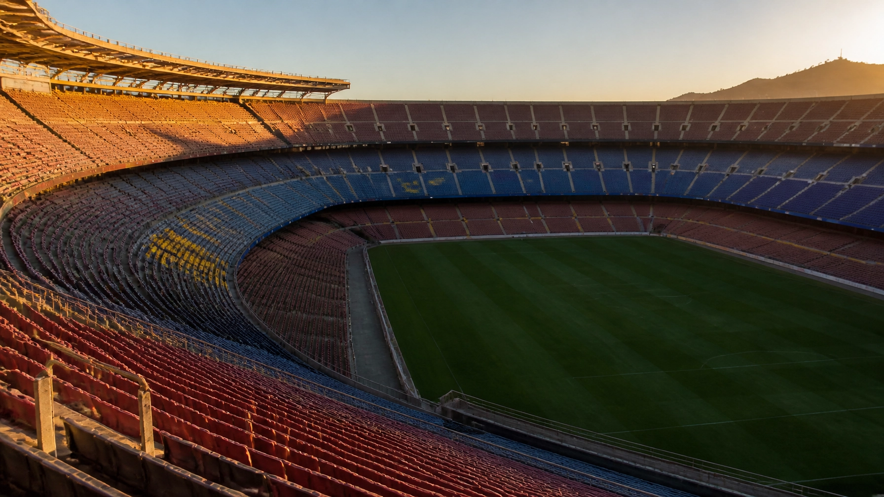 Das Camp Nou in Barcelona bei Sonnenuntergang als Symbol für den Adeyemi-Transfer