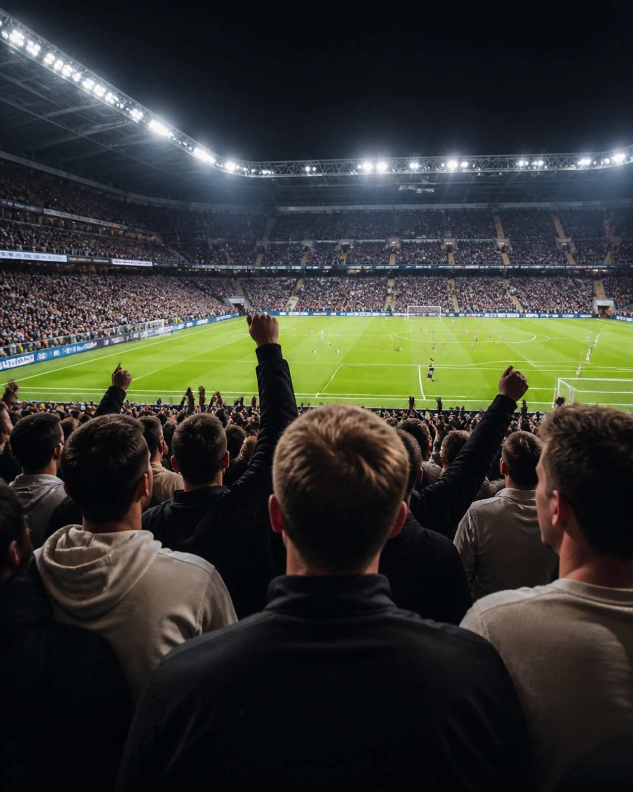 Fans im Stadion von Istanbul während eines Abendspiels