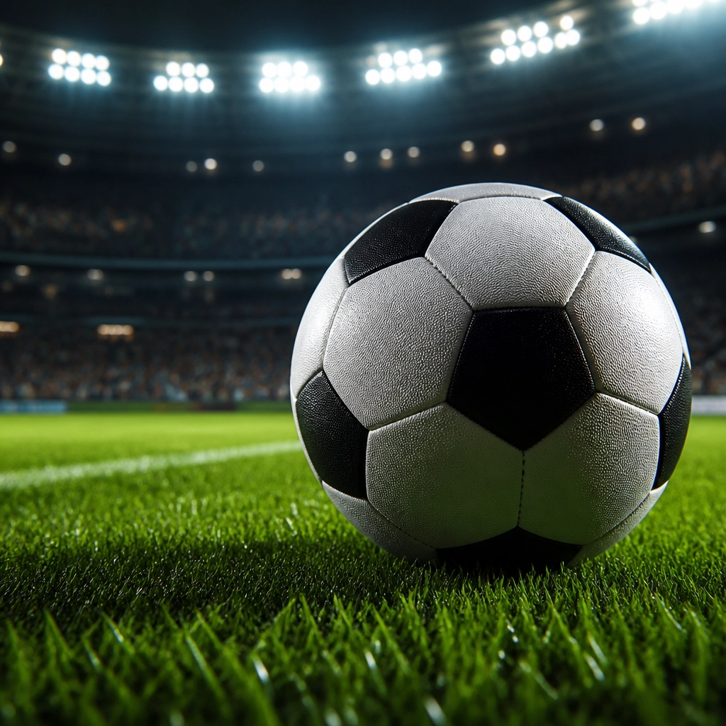 Detailaufnahme eines Spielballs auf dem Rasen des Stadions in Istanbul