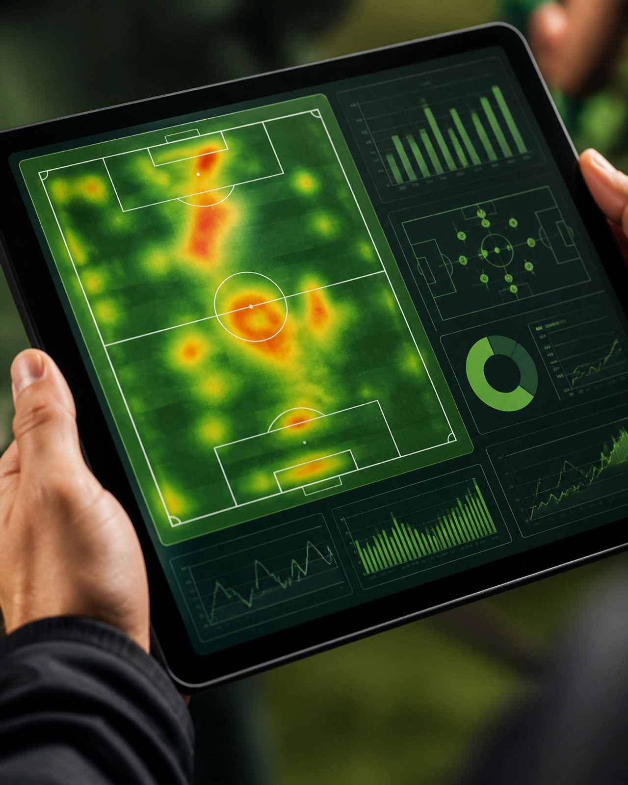 Detaillierte Daten-Analyse und Statistiken zur WM 2026 auf einem digitalen Tablet