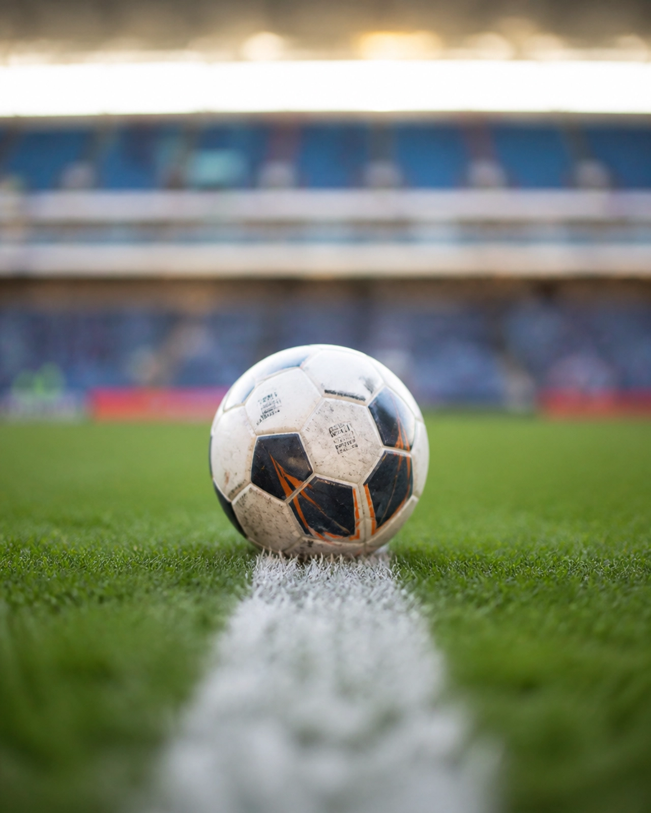 Detailaufnahme eines Fußballs auf dem Elfmeterpunkt als Symbol für Präzision und Spielglück