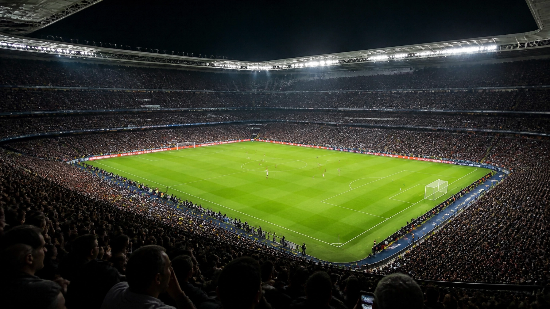 Stimmungsvolle Stadionatmosphäre bei einem Abendspiel