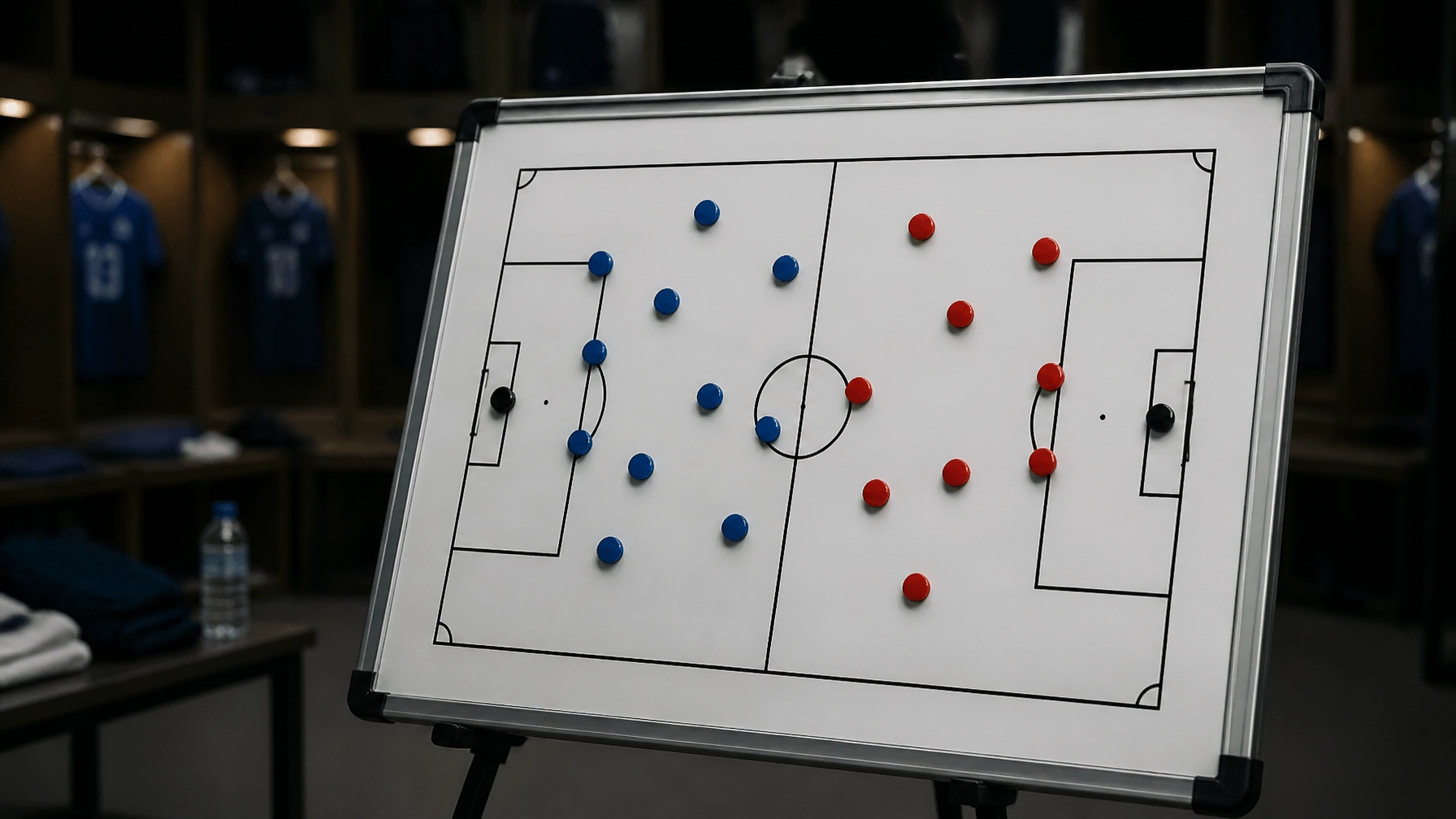 Eine Taktiktafel mit magnetischen Spielfiguren